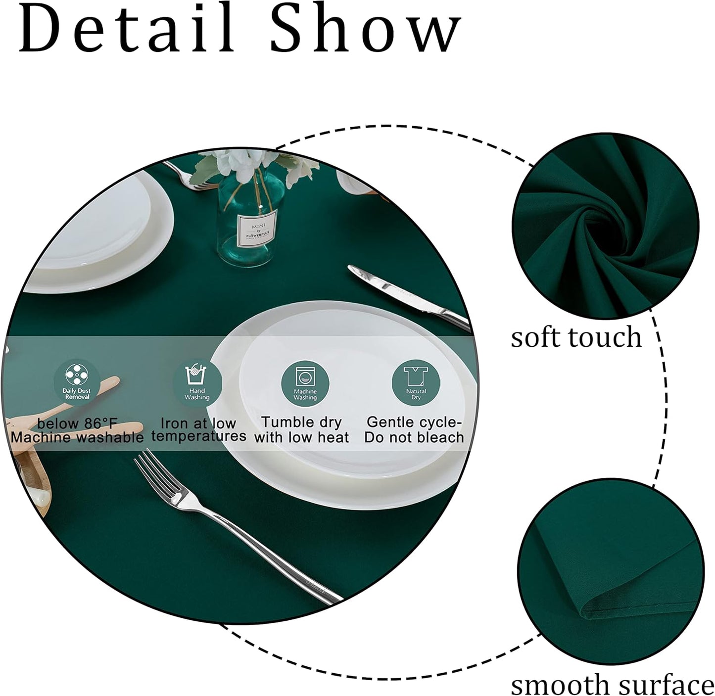 Fitable Square Tablecloth 54x54 inch Tablecloth Stain and Wrinkle Resistant Washable Polyester Table Cloth for Buffet Parties and Camping, Green