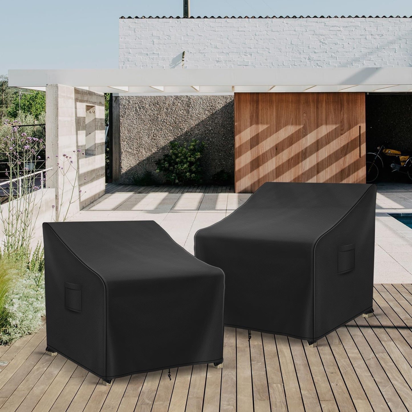 Patio Furniture Covers Waterproof for Chairs, Lawn Outdoor Chair Covers 2 Pack, Patio Chair Covers for Outdoor Furniture Fits up to 36W x 37D x 36H inches, Black