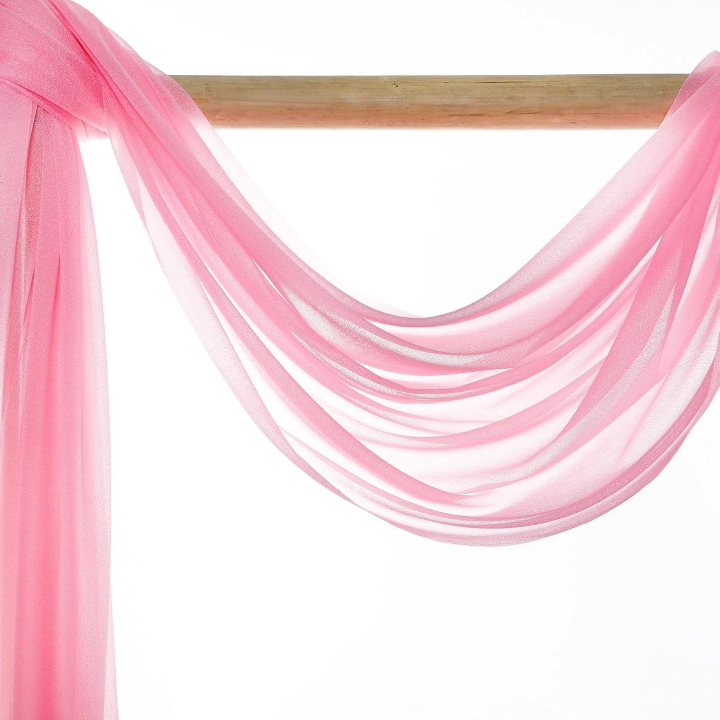 VDS Pack of 2 Panel (30 Inch X 50 Feet) Wedding Arch Draping Fabric Sheer Chiffon Fabric Drapery for Wedding Ceremony Reception Swag Backdrop Canopy Chuppah ARBO Altars Decoration (Coral)