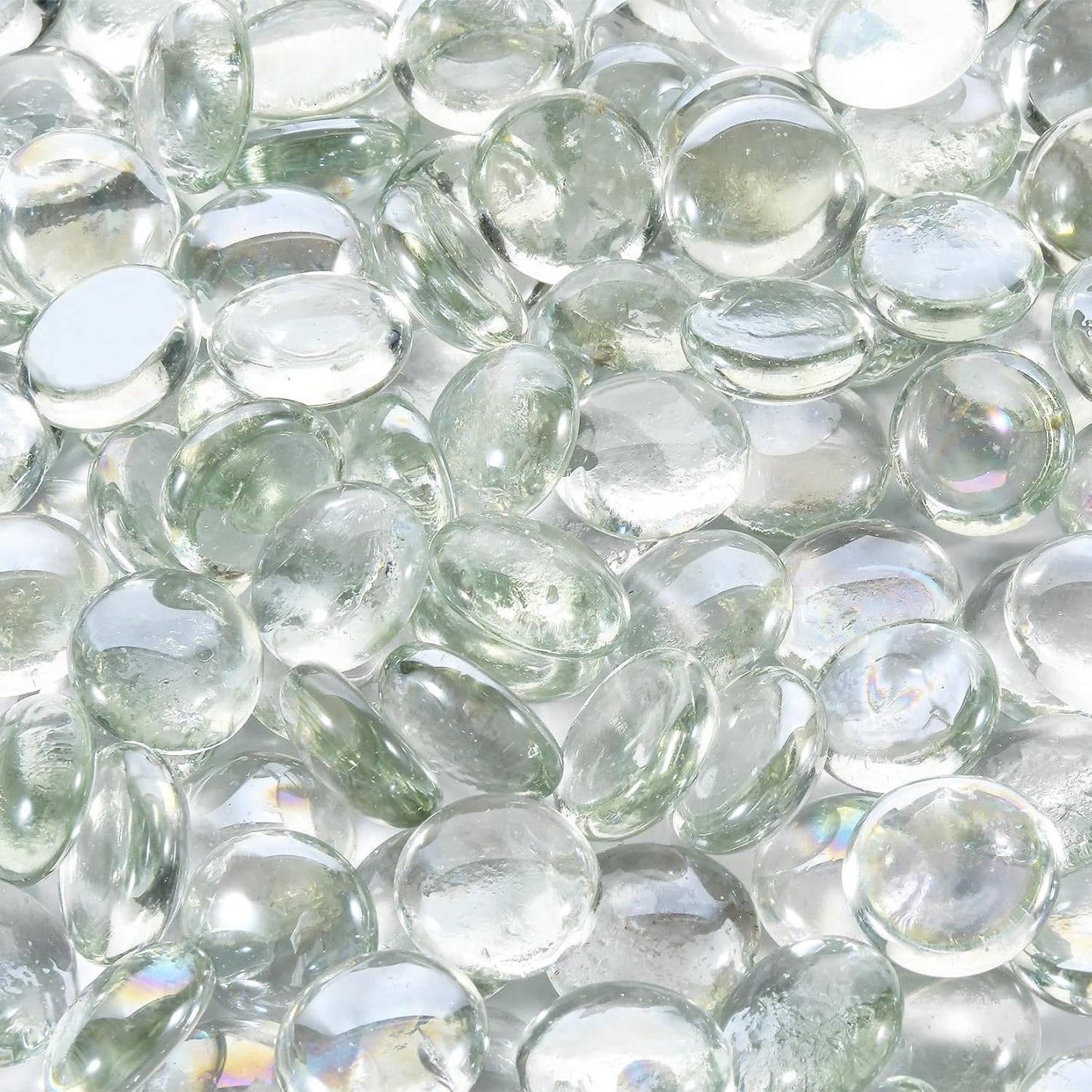 10 Pounds Firepit Glass, 3/4 Inch Glass Beads, Rocks for Fire Pit Table, Fireplace and Fire Bowl, Crystal Luster