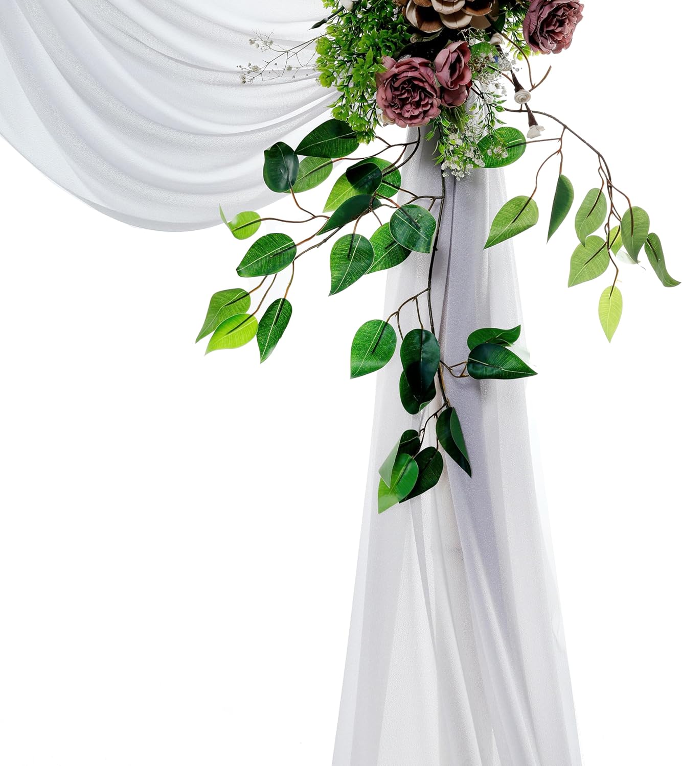 VDS Pack of 2 Panel (30 Inch X 30 Feet) Wedding Arch Draping Fabric Sheer Chiffon Fabric Drapery for Wedding Ceremony Reception Swag Backdrop Canopy Chuppah ARBO Altars Decoration (Cool Grey)