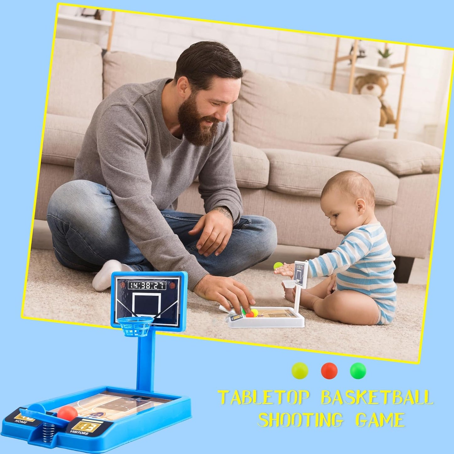 12 Pack Mini Basketball Game Toys Tabletop Basketball Game Desktop Basketball Shooting Game for Kids Goodie Bag Stuffers Party Favors Birthday Gifts, 2 Colors