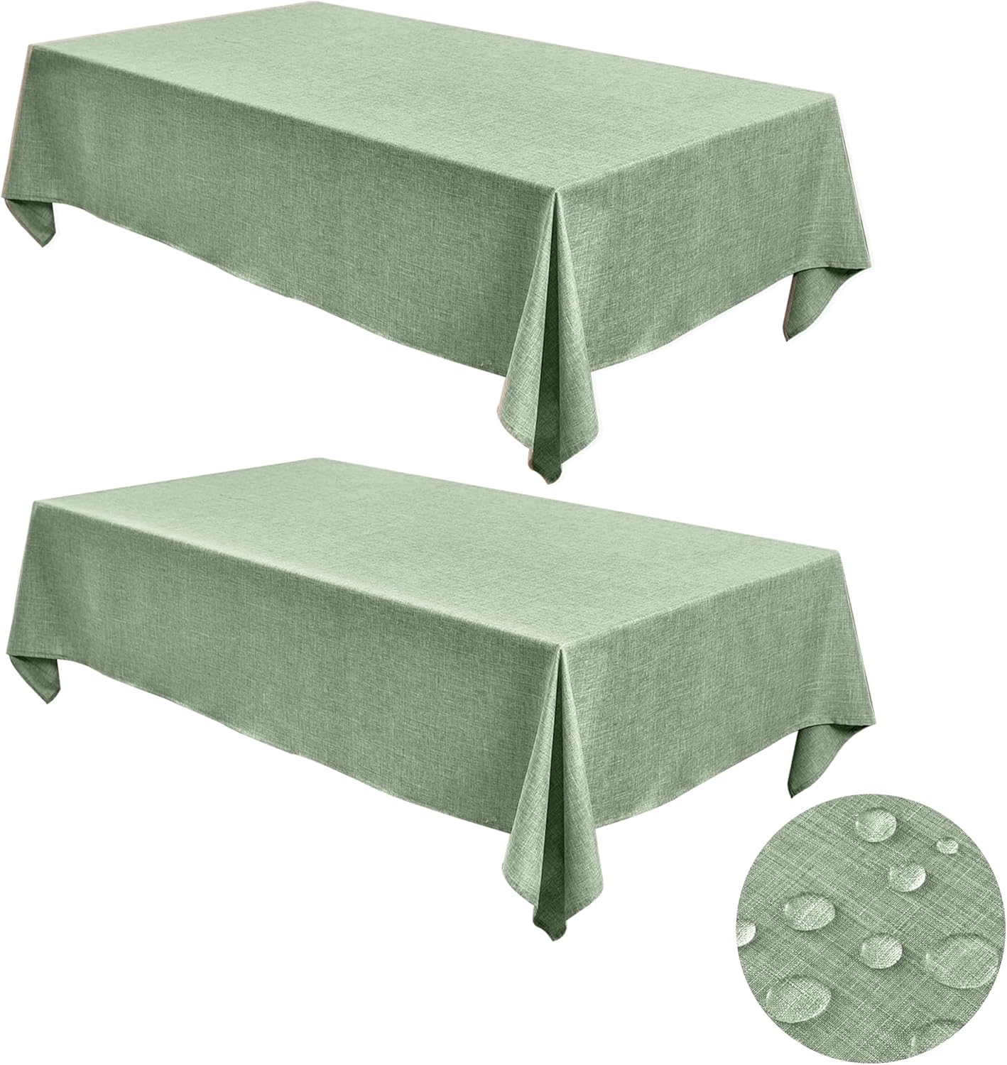 Fitable Faux Linen Tablecloths for Rectangle Tables: Water & Stain Resistant Farmhouse Table Cloth, Washable Burlap Textured Table Covers for Kitchen Dining Party(2 Pack, 60x120 Inch, Sage Green)