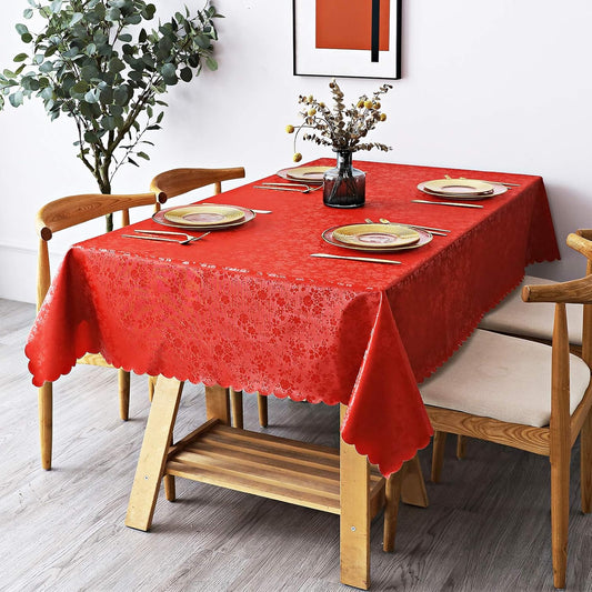 Smiry Rectangle Table Cloth, Waterproof Heavy Duty Vinyl Tablecloths, Wipeable Washable Table Cover for Kitchen and Dining Room (Red, 54" X 108")