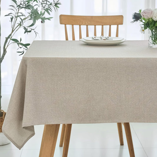 maxmill Linen Textured Rectangular Tablecloth Water Resistant Wrinkle Free Spill-Proof Stain Proof Table Cloth for Dining Room Decoration, Banquet Party Wedding Holiday Dinner, 52 x 84 Inch Linen