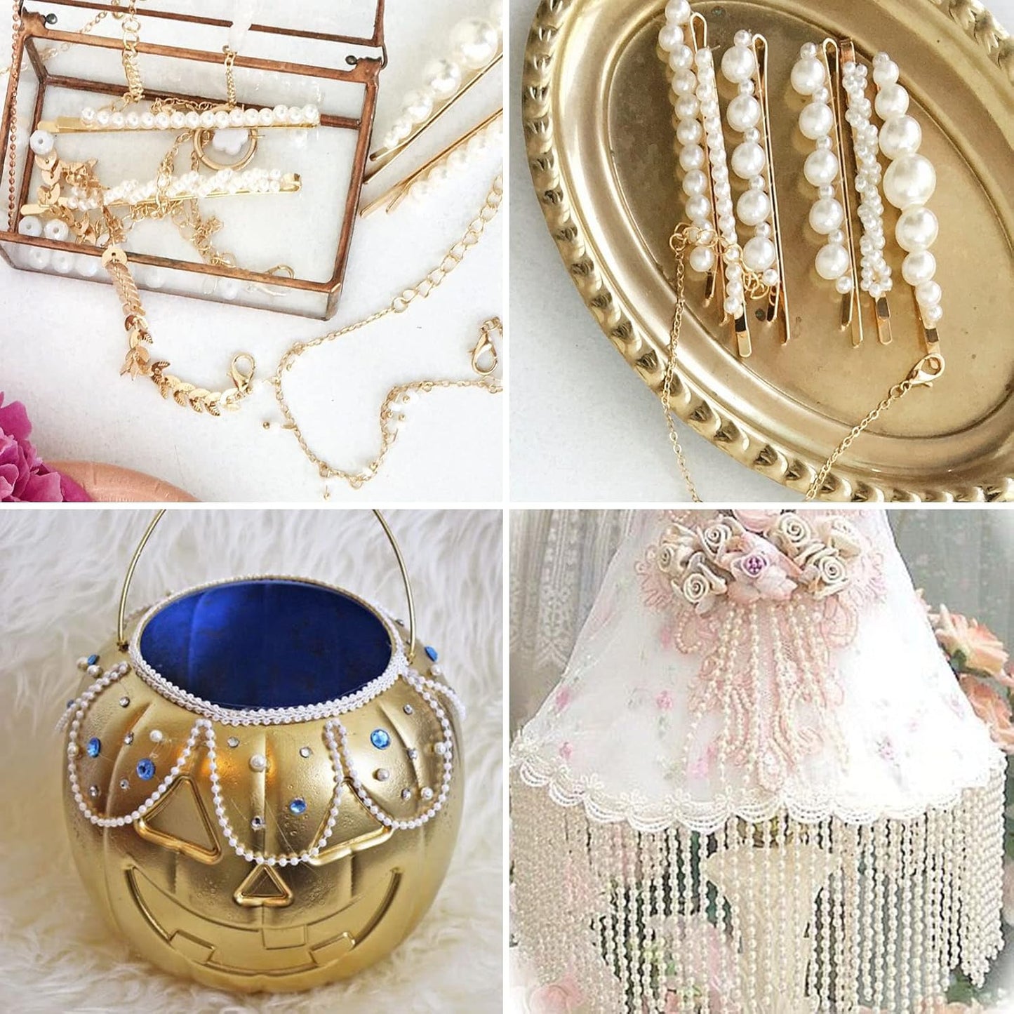 [118Feet] Pearl Beads Garland, 5MM 39Yards Faux Pearl Beads String Roll Bulk for DIY Craft Wedding Party Christmas Tree Decoration