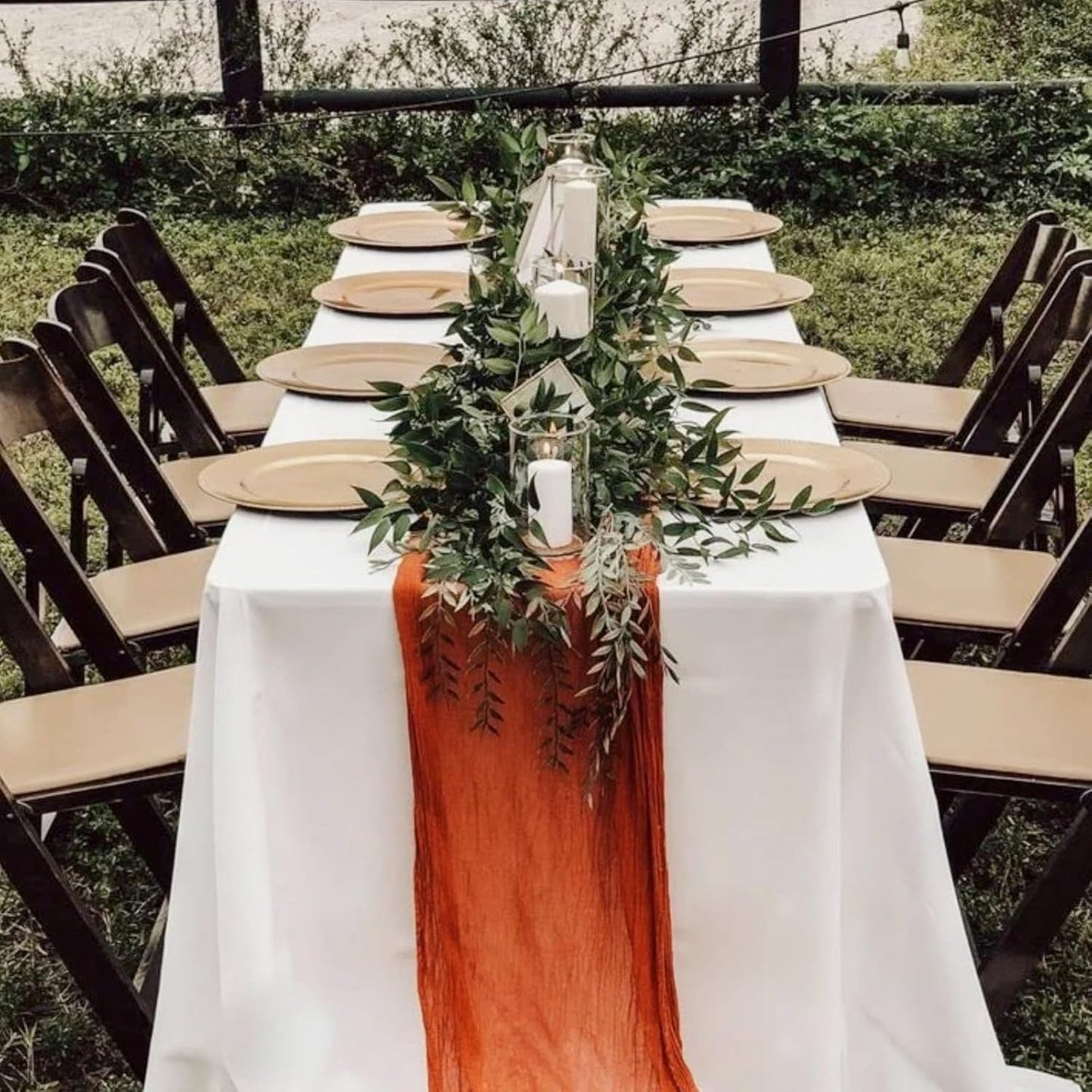 Hahuho Terracotta Cheesecloth Table Runner 10ft, Gauze Boho Rustic Table Runners for Wedding Birthday Party Baby Shower Decorations（6 Pack , 35x120 Inches）