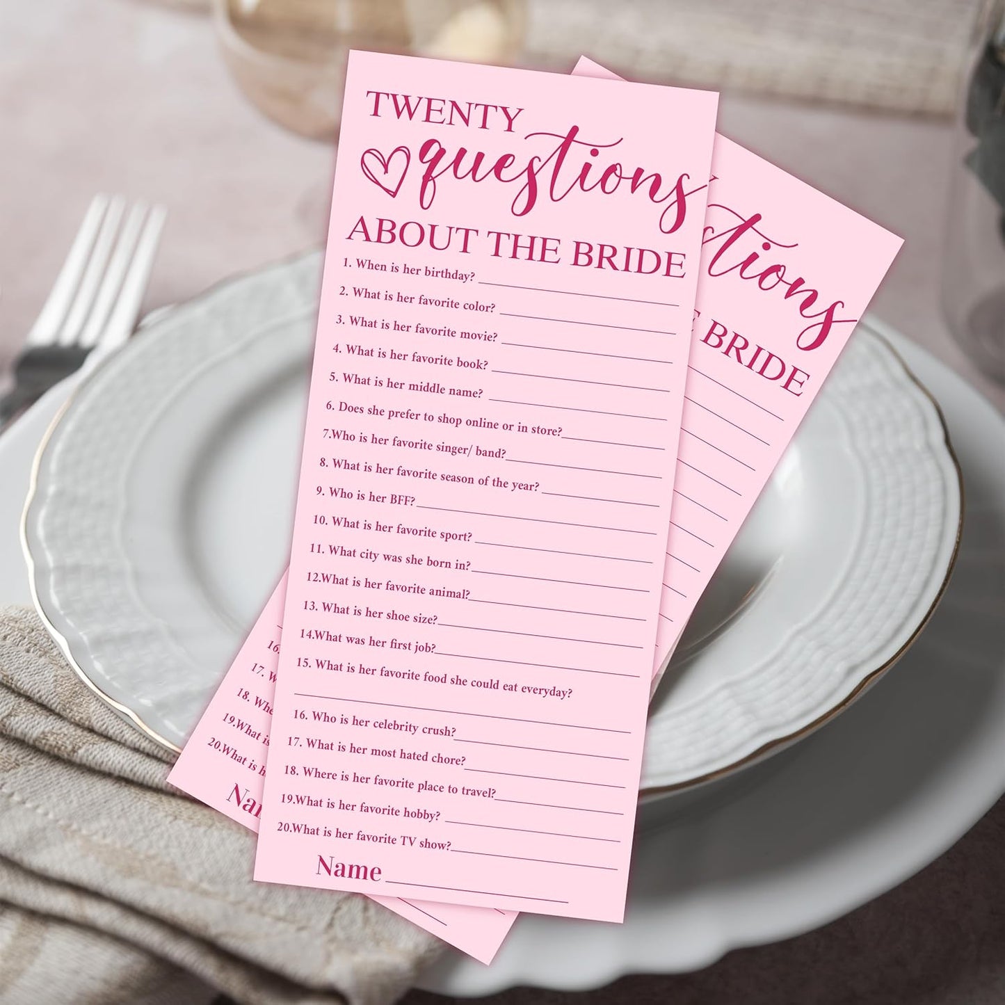 4x9 Inch Wedding Party Games, Bridal Shower Cards, 25 Pink Bridal Shower Games for Wedding Reception, Bachelorette, Engagement Party, Minimalist Guest Interaction Activity Cards-A12