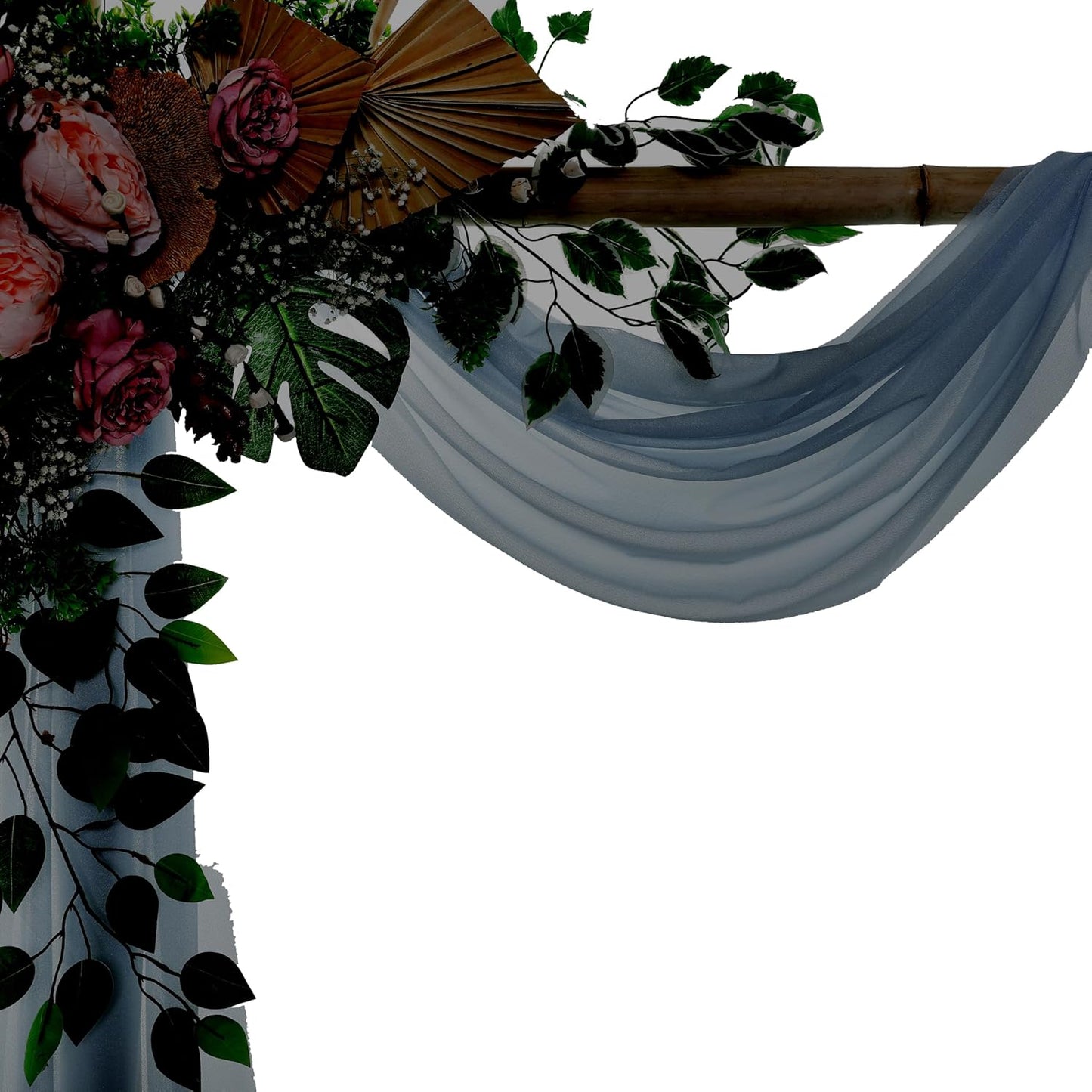 VDS Pack of 1 Panel (30 Inch X 50 Feet) Wedding Arch Draping Fabric Sheer Chiffon Fabric Drapery for Wedding Ceremony Reception Swag Backdrop Canopy Chuppah ARBO Altars Decoration (Dusty Blue)