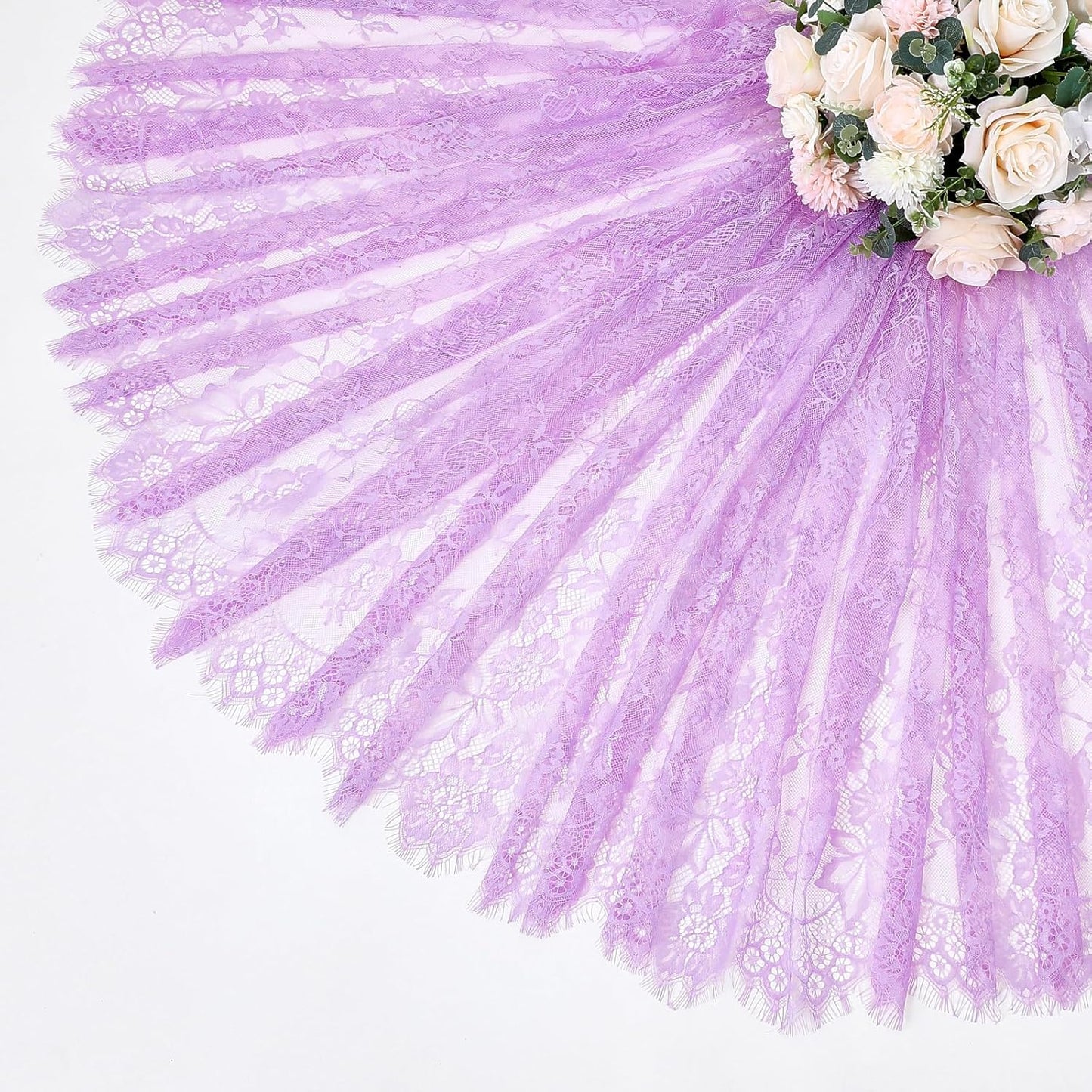 LuoluoHouse Sheer Lace Tablecloth Floral 6pcs Table Fabric 60x120 Inch for Rustic Party Wedding Decoration Rectangle Overlay Long Embroidered Reception Table Cloth Decor
