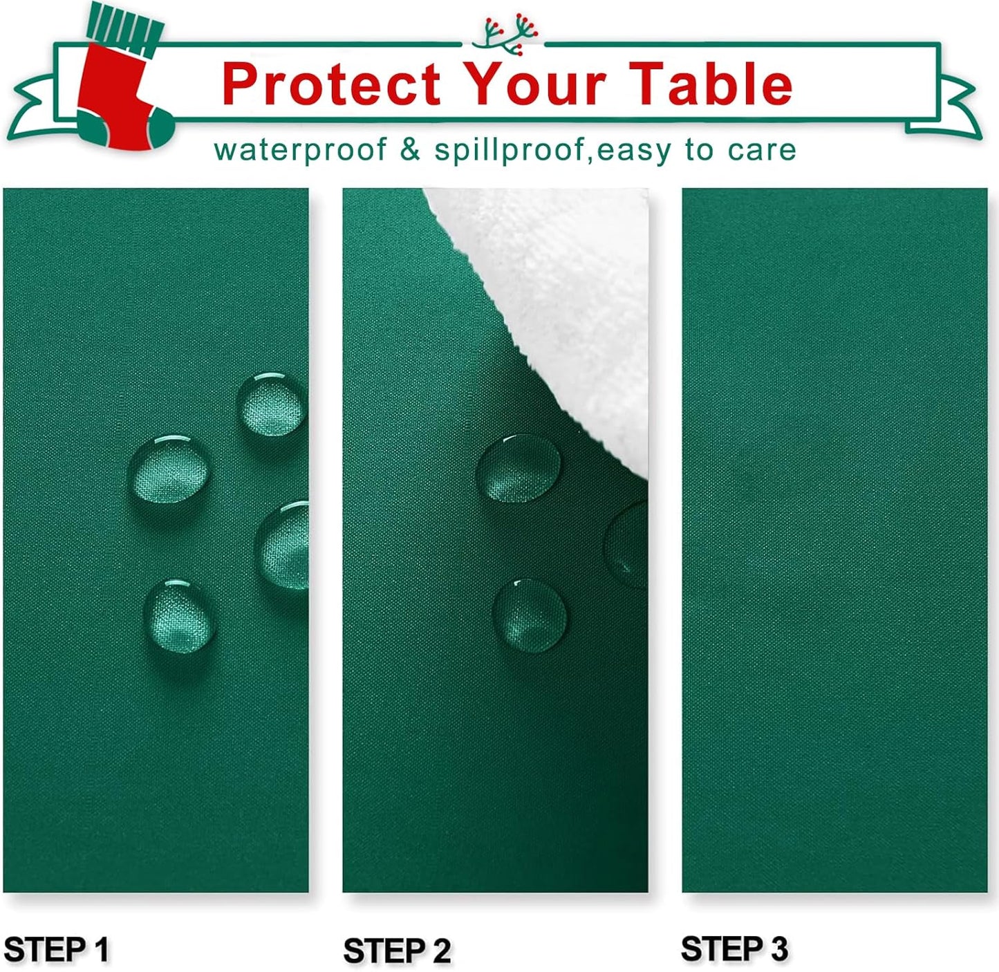 Hiasan Small Tablecloth for Square Tables - Waterproof and Spillproof Washable Fabric Table Cloth for Dining Room Kitchen Party (Emerald Green, 40 x 40 Inch)