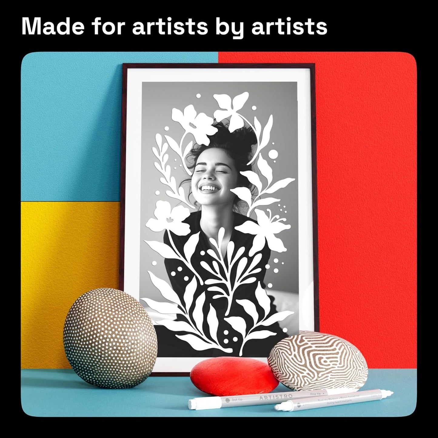 ARTISTRO 5 White Dual-Tip Acrylic Paint Pens for Rock, Ceramic, Glass, Wood, Fabric - White Markers for Acrylic Painting, 5mm Dot + 1mm Fine Tips