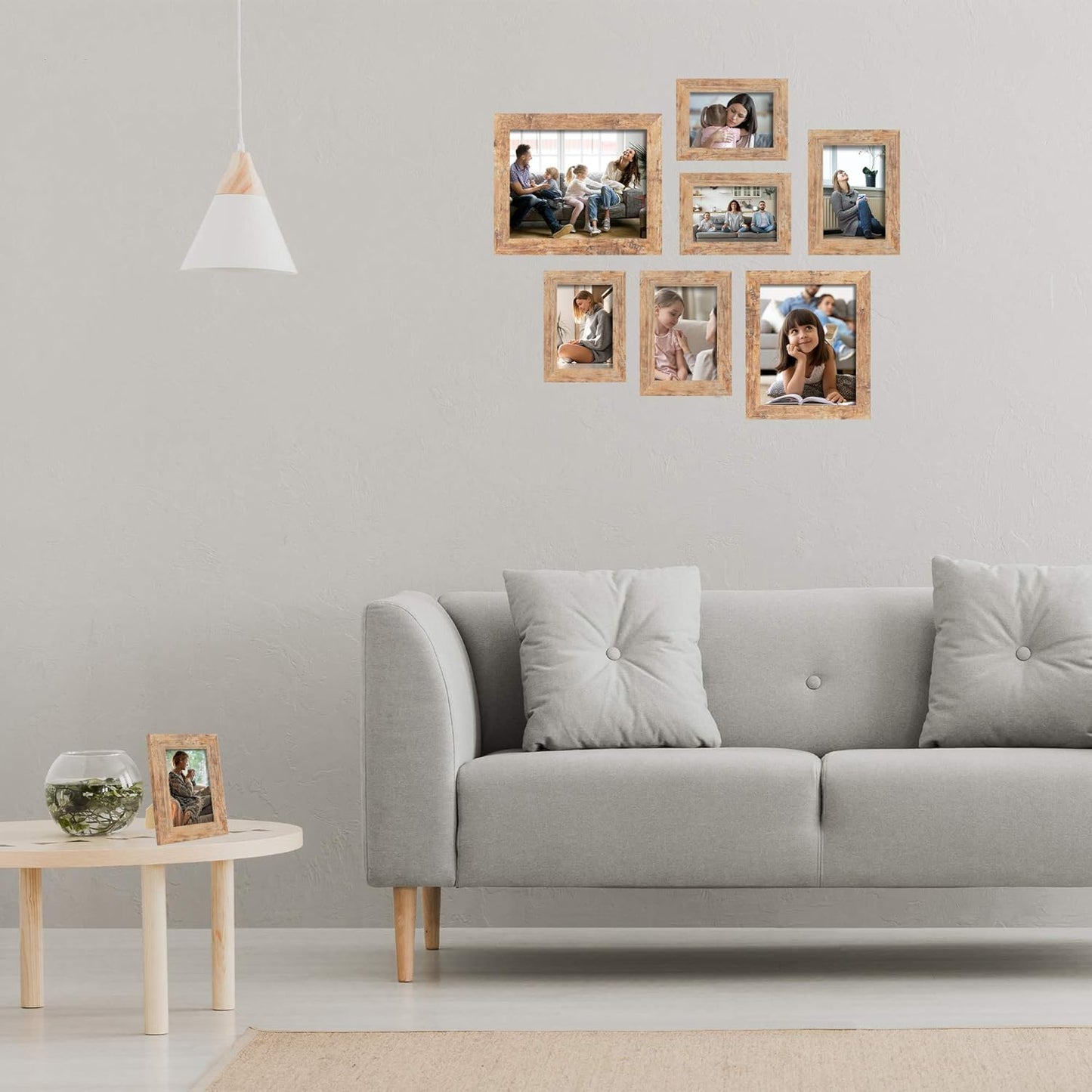 8x10 Picture Frame Set of 4, High Definition Real Glass Rustic Brown Frame, 8 x 10 Wood Photo Frames for Desktop Display and Wall Mounting