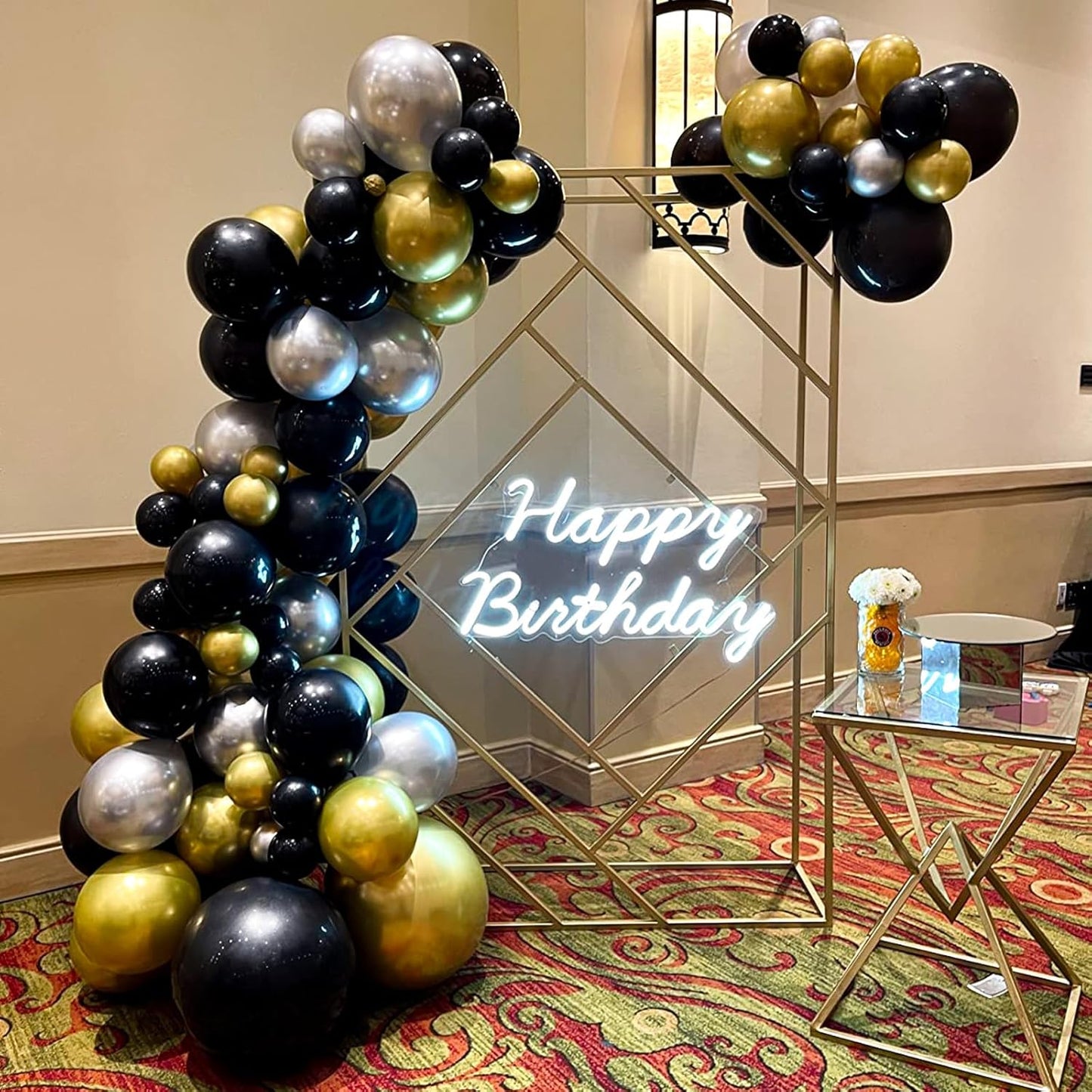 Black and Gold Balloons Set, 12 Inch Black Gold Silver Balloon New Year Eve Party Decoration Black Silver Latex Balloons for New Year Party Birthday Wedding Graduation Banquet Decoration