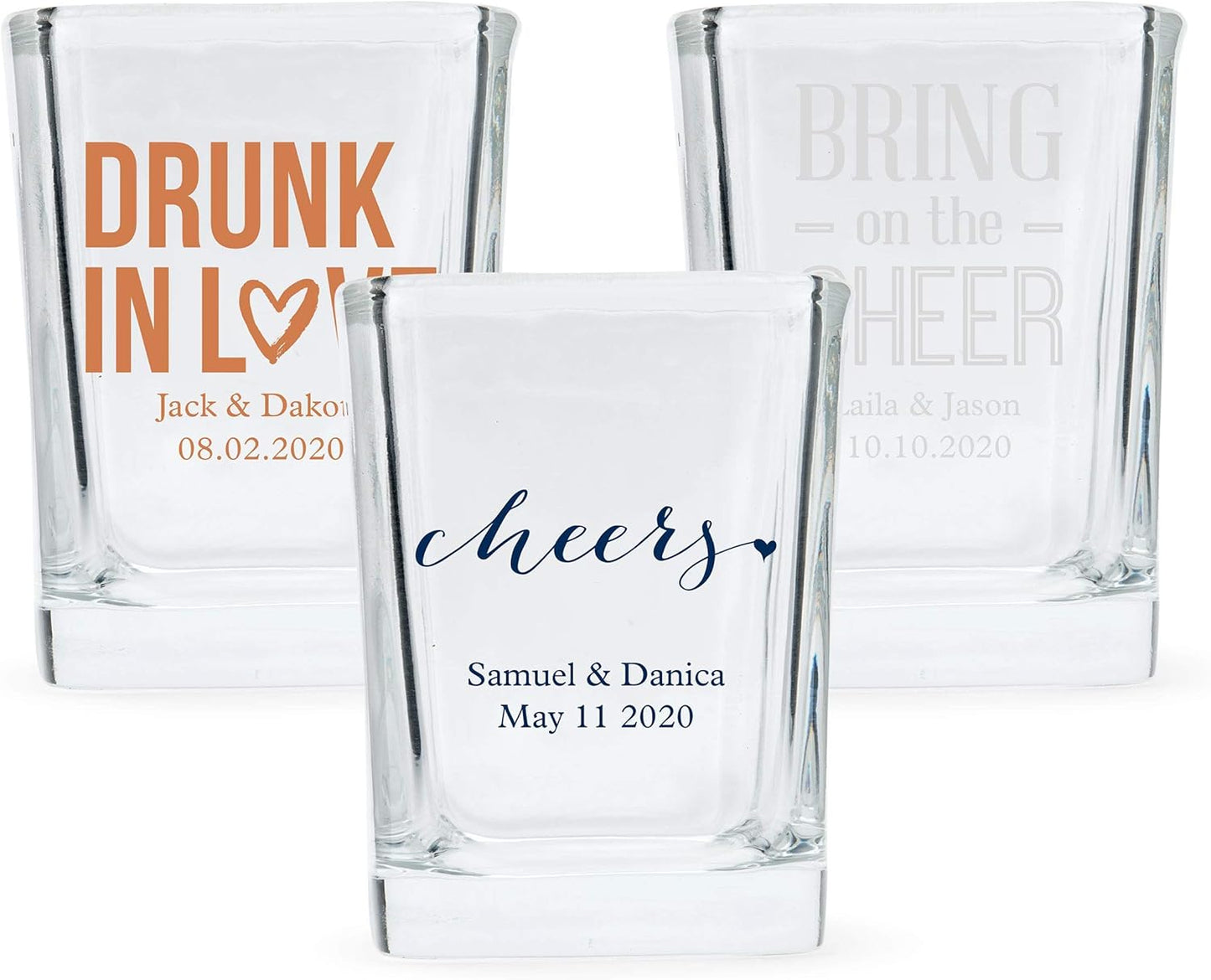 WEDDINGSTAR Personalized 2oz Square Shot Glass Customizable Full Color Print - 132 pack