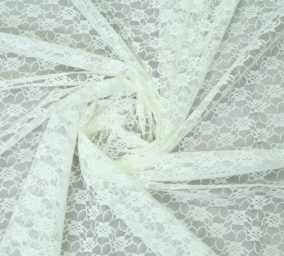 MDS Pack of 10 Wedding 12 x 108 inches Lace Table Runner for Wedding, Decorations for Birthday Parties, Banquets, Graduations, Engagements, and Runners fit Rectangle, Round Table- Ivory