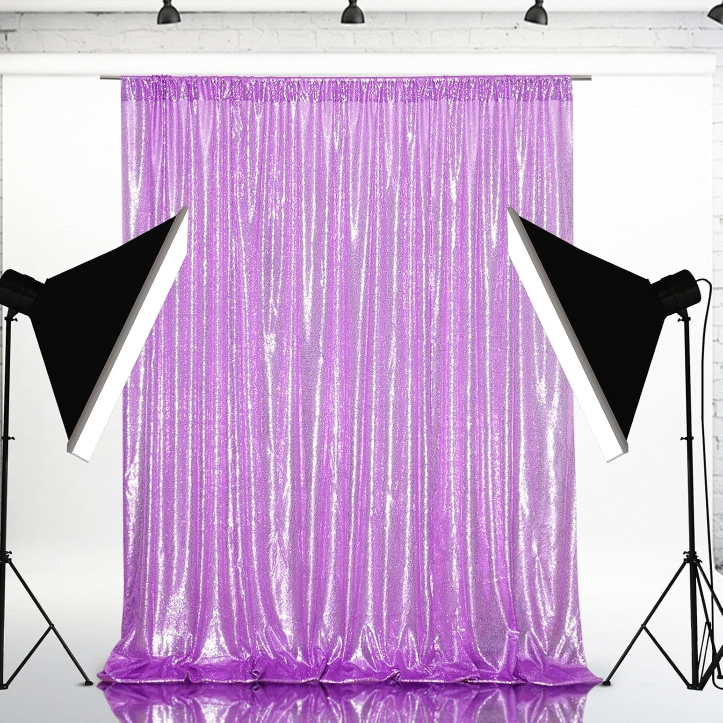 Eternal Beauty Lavender Sequin Backdrop, 6x6 Ft Glitter Background Curtains for Shimmer Photography Party Wedding Birthday Back Drop Decor