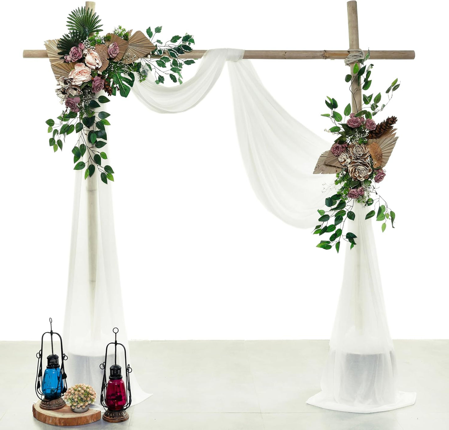 VDS Pack of 1 Panel (30 Inch X 100 Feet) Wedding Arch Draping Fabric Sheer Chiffon Fabric Drapery for Wedding Ceremony Reception Swag Backdrop Canopy Chuppah ARBO Altars Decoration (Ivory)