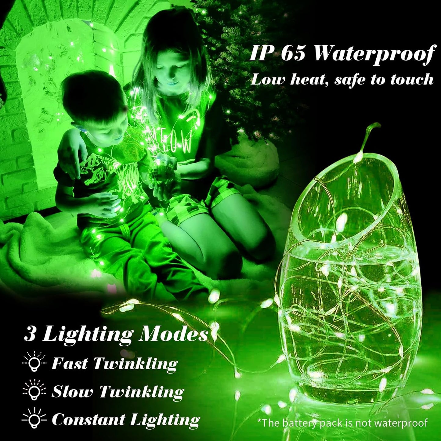 ZGWJ 8 Pack Fairy Lights Battery Operated, 7ft 20 Mini LED Fairy String Lights Silver Wire 3 Modes for DIY, Parties, Wedding, Bedroom, Halloween Christmas Decoration Green