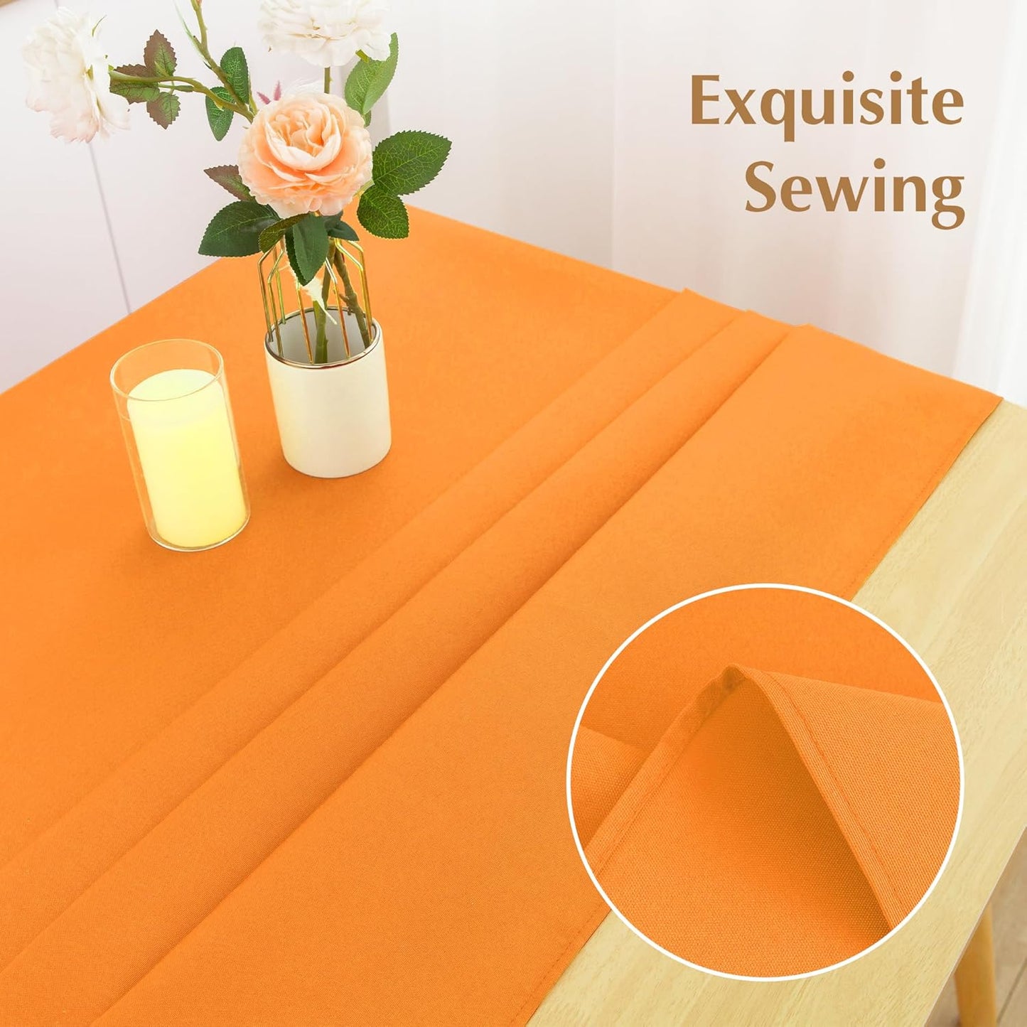 2 Pack Square Table Cloth 48X48 Inch Orange Washable Fabric Tablecloth Polyester Solid Dining Table Cover for Birthday Party Dinner Holiday Outdoor Indoor