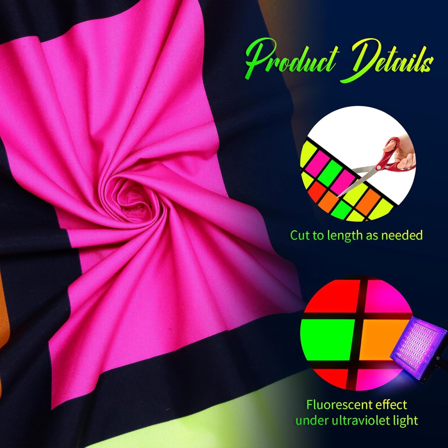 Haull 236 x 39 Inch Neon Light up Dance Floor Glow in The Dark Floor Runner Neon Party Decorations UV Blacklight Reactive Fluorescent Wall Props for Glow Disco Party Favors(Rectangles)