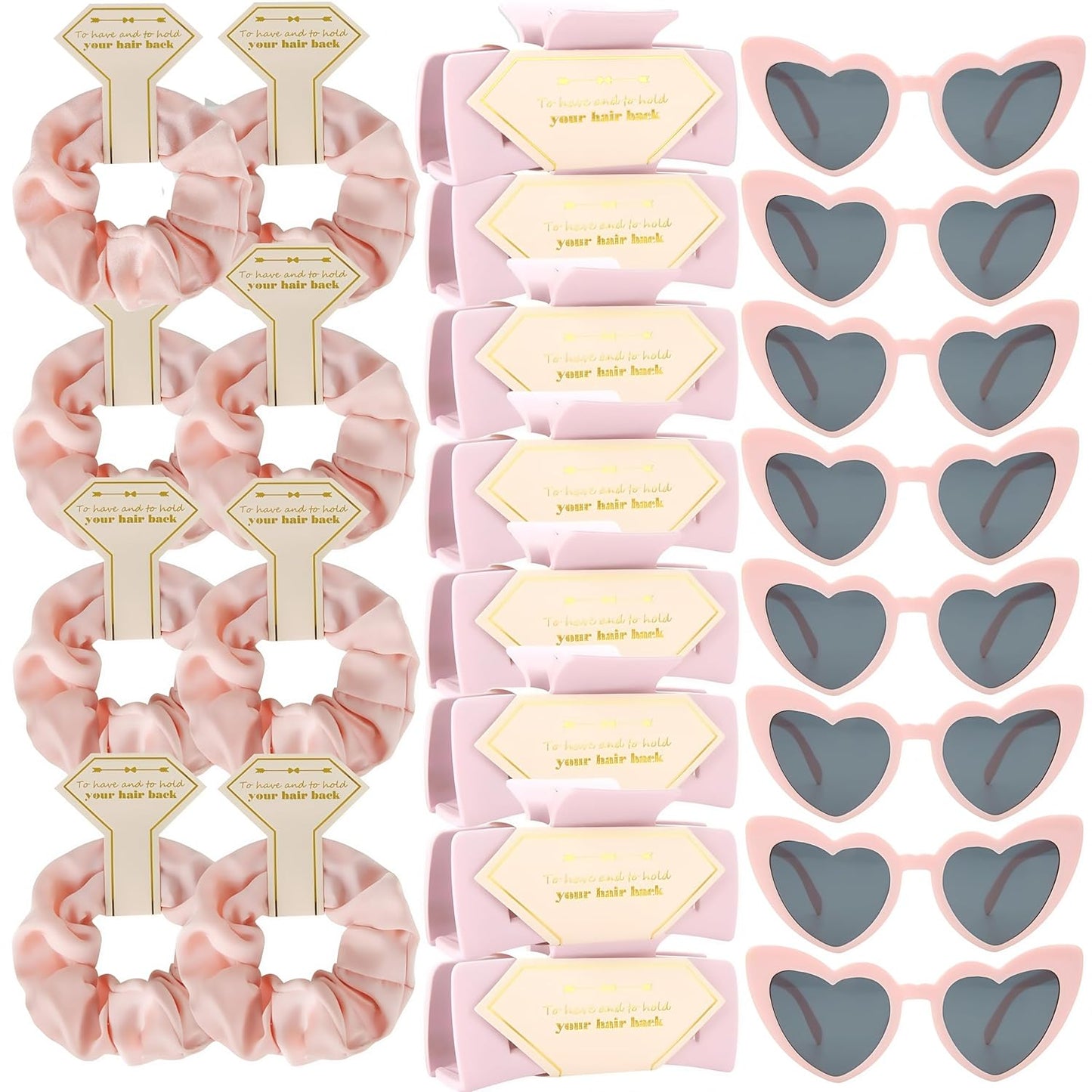 Bridesmaid Scrunchies Proposal Gifts Bachelorette Hair Claws Clips Girls heart sunglasses for Wedding Party Favors (Pink)