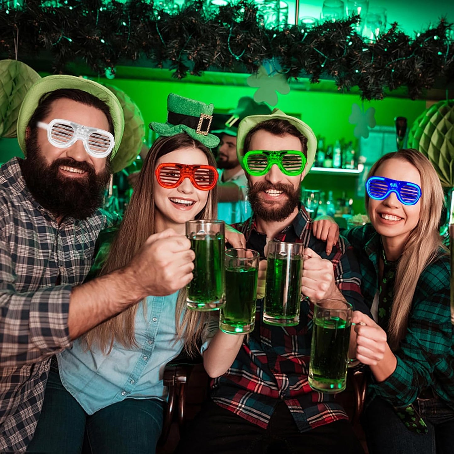 35 Packs LED Glasses 5 Neon Colors glow in the dark party supplies Favor for Kids Adult Glow sticks Light Up Glasses fit Holiday Birthday Valentine's Day and Halloween Party Supplies Cosplay Christmas
