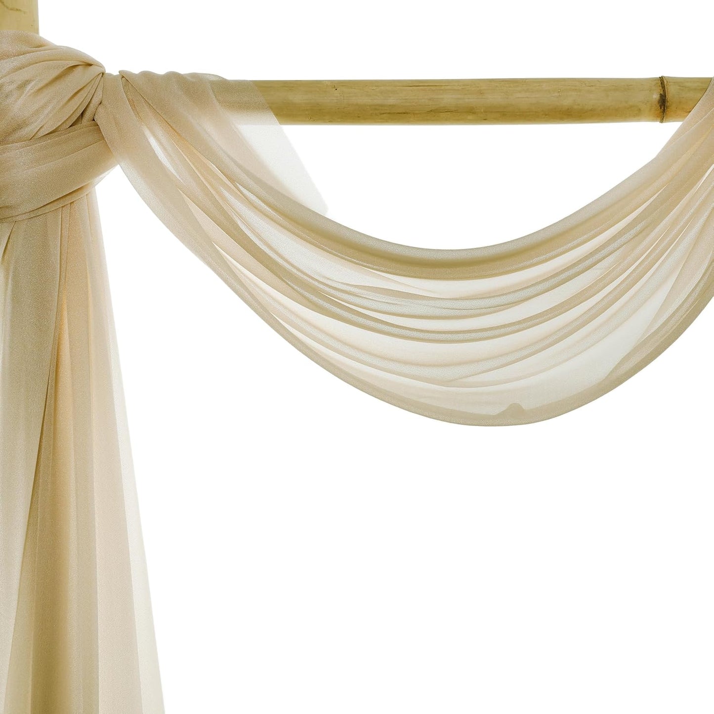 VDS Pack of 2 Panel (30 Inch X 20 Feet) Wedding Arch Draping Fabric Sheer Chiffon Fabric Drapery for Wedding Ceremony Reception Swag Backdrop Canopy Chuppah ARBO Altars Decoration (Champagne)