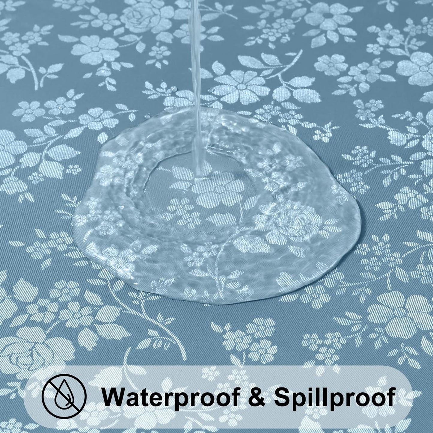 Smiry Rectangle Table Cloth, Waterproof Heavy Duty Vinyl Tablecloths, Wipeable Washable Table Cover for Kitchen and Dining Room (Stone Blue, 60" X 102")