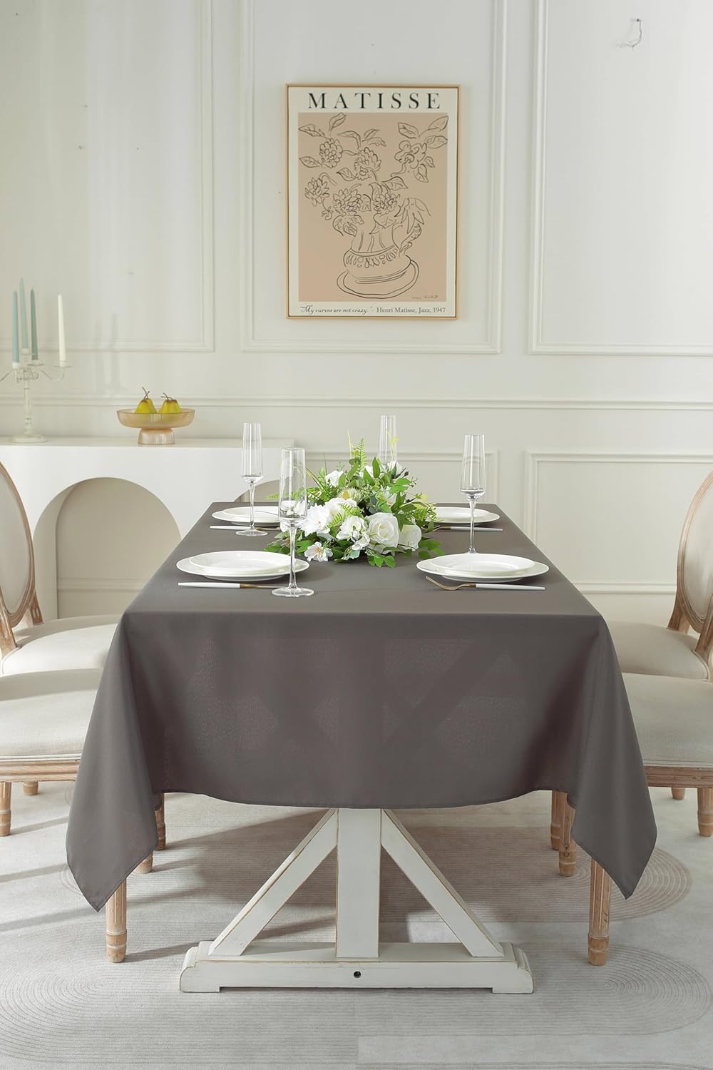 Craft And Party 2 Pack Rectangle Tablecloth, 60 x 102 Inch Charcoal Washable Tablecloth for Home, Party, Wedding or Restaurant Use