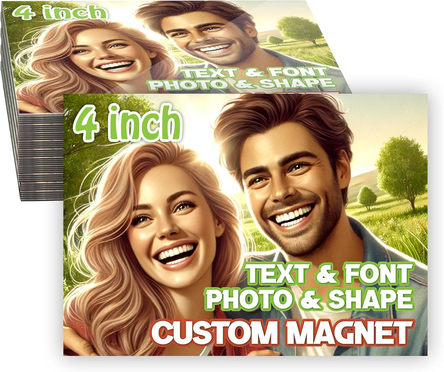 KETABAO – 4" Custom Rectangle Photo Magnets - Upload Your Photo for Personalized Magnets - Choose Your Shape - Add Your Text Fridge, Locker, and Car & More