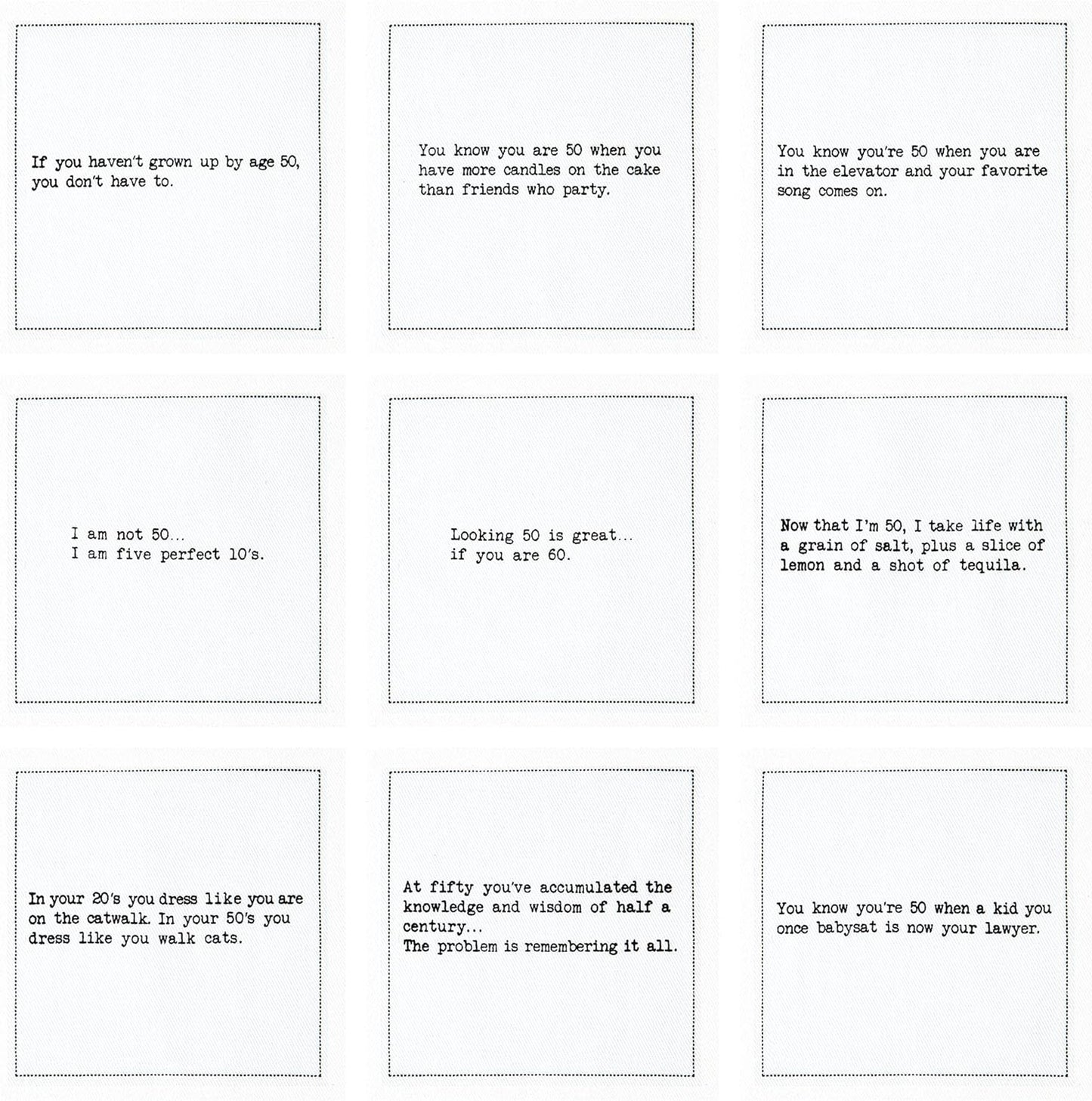 Five Star Napkins 50th Birthday Quotes White Cotton Cocktail Napkins, Beverage Napkins, Bar Napkins, Cloth Napkins, Party Napkins, Events, Holidays, Weddings, Birthdays, Disposable, 4.5" x 4.5"- (50x)