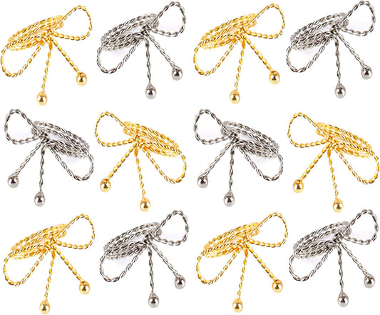 Heavy Duty Metal Napkin Ring Set of 12 - Elegant Napkin Ring with Sturdy Design - Handmade Napkin Holders for Wedding, Dinner, Parties, Dining Room, Family Gathering (Gold & Silver) - CLEENTABLE