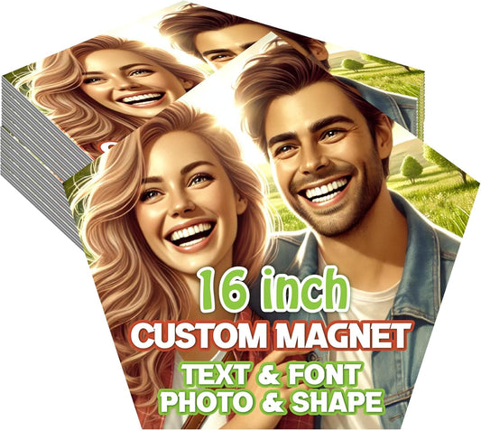 KETABAO – 16" Customized Pentagon Photo Magnets - Personalized Refrigerator and Car Magnets for Home and Office Decor