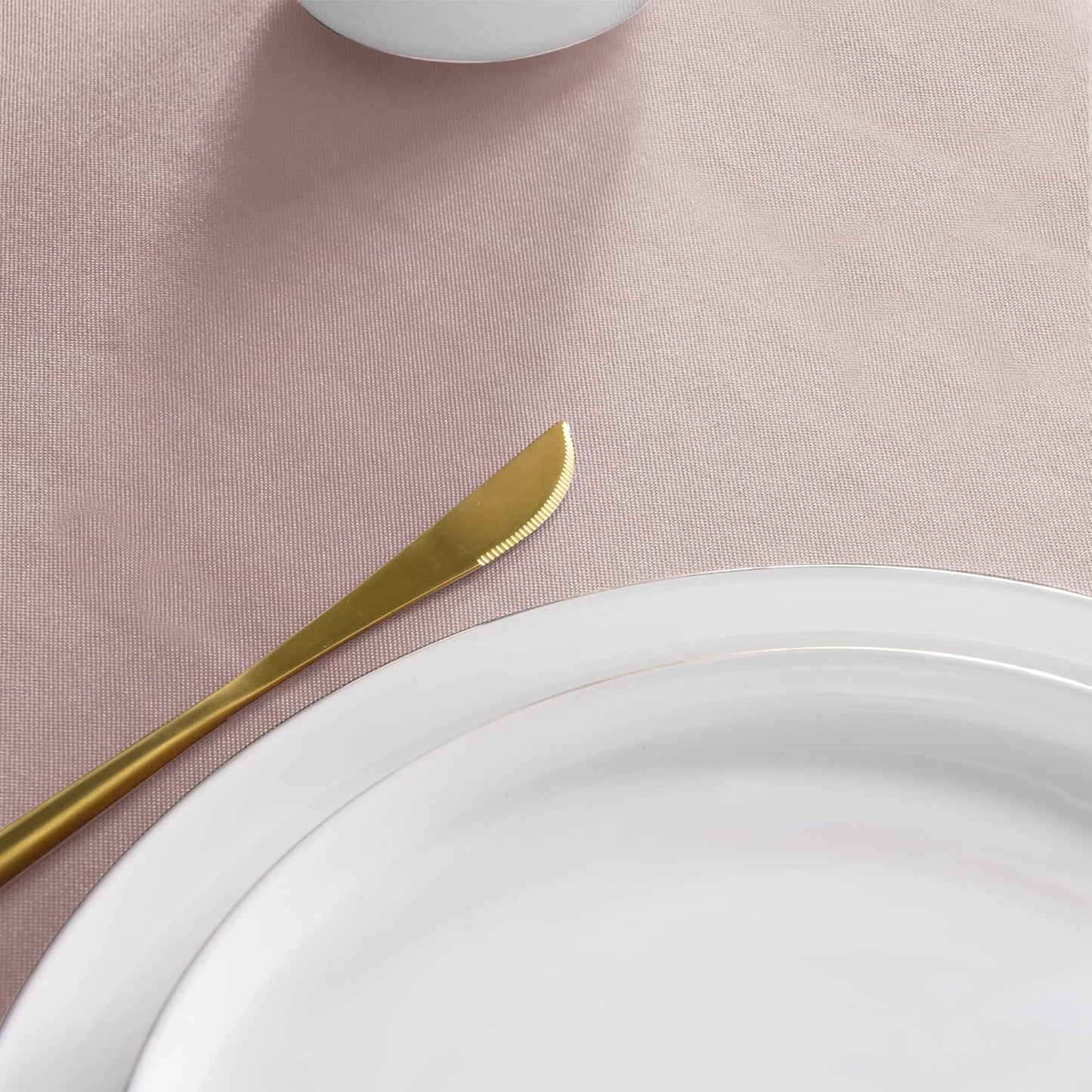 sancua Round Tablecloth - 70 Inch - Water Resistant Spill Proof Washable Polyester Table Cloth Decorative Fabric Table Cover for Dining Tables, Buffet Parties and Camping, Blush