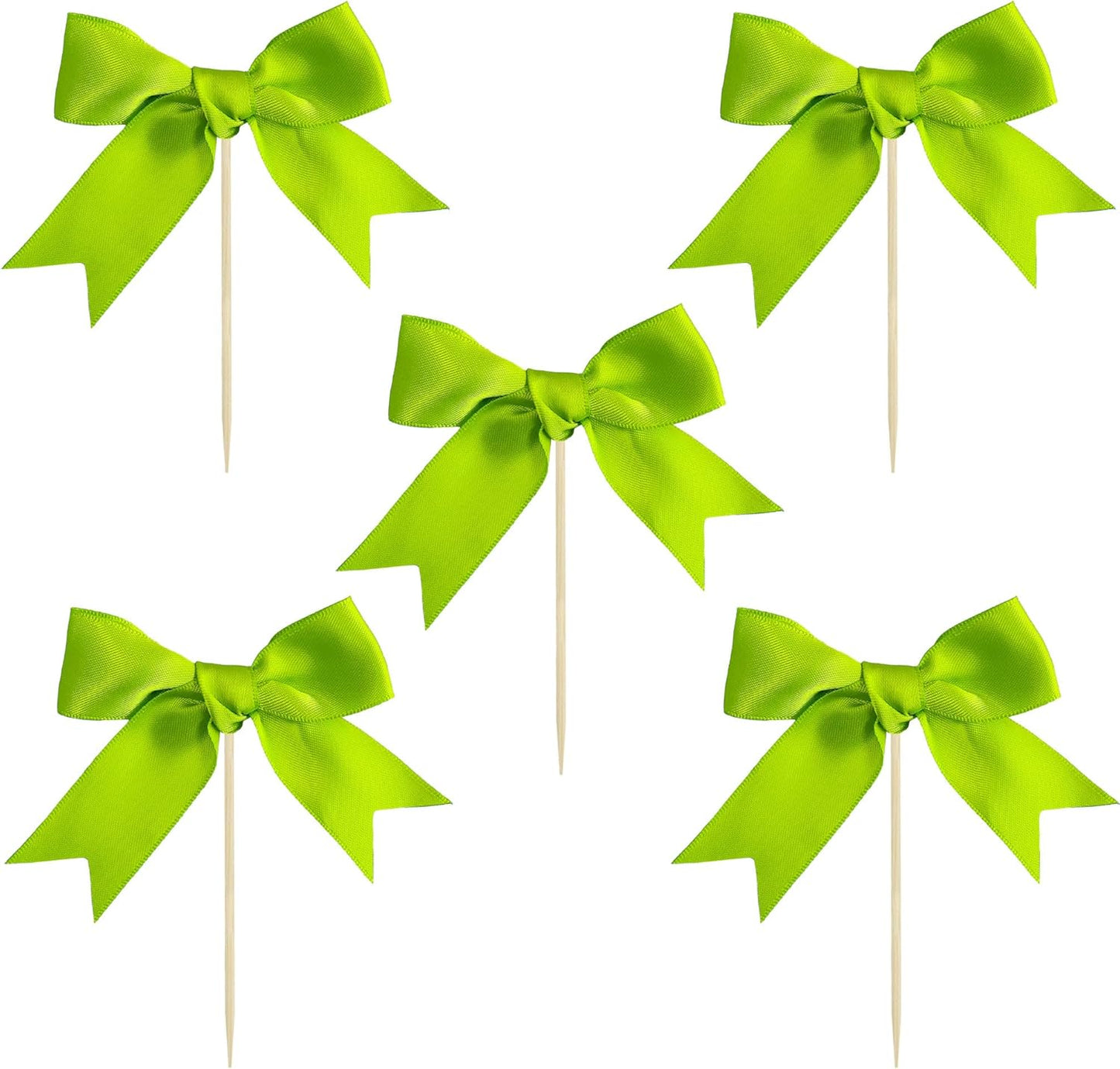 Ephlyn 24Pcs Pink Bow Cupcake Toppers Pink Bow Cake Topper Birthday Decorations, Mini Bowknot Cupcake Picks for Coquette Theme Party Decoration Bachelorette Bridal Engagement Wedding Party Green