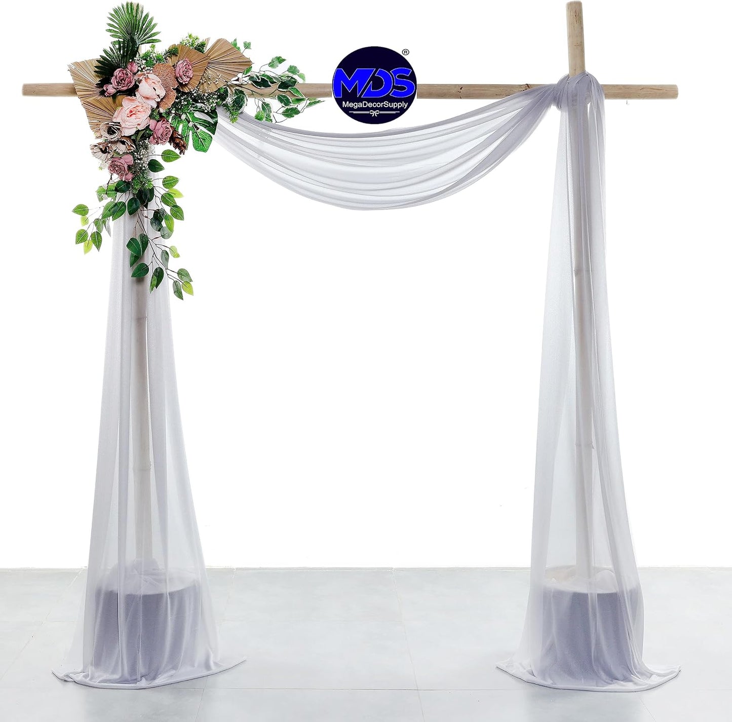 MDS Halloween Chiffon Draping Fabric - 2 Panel, 30" Wide x 100ft Long - Sheer Spooky Arbor & Canopy Drapery for Haunted House Backdrops, Party Ceilings, DIY Costumes & Themed Events - Cool Gray