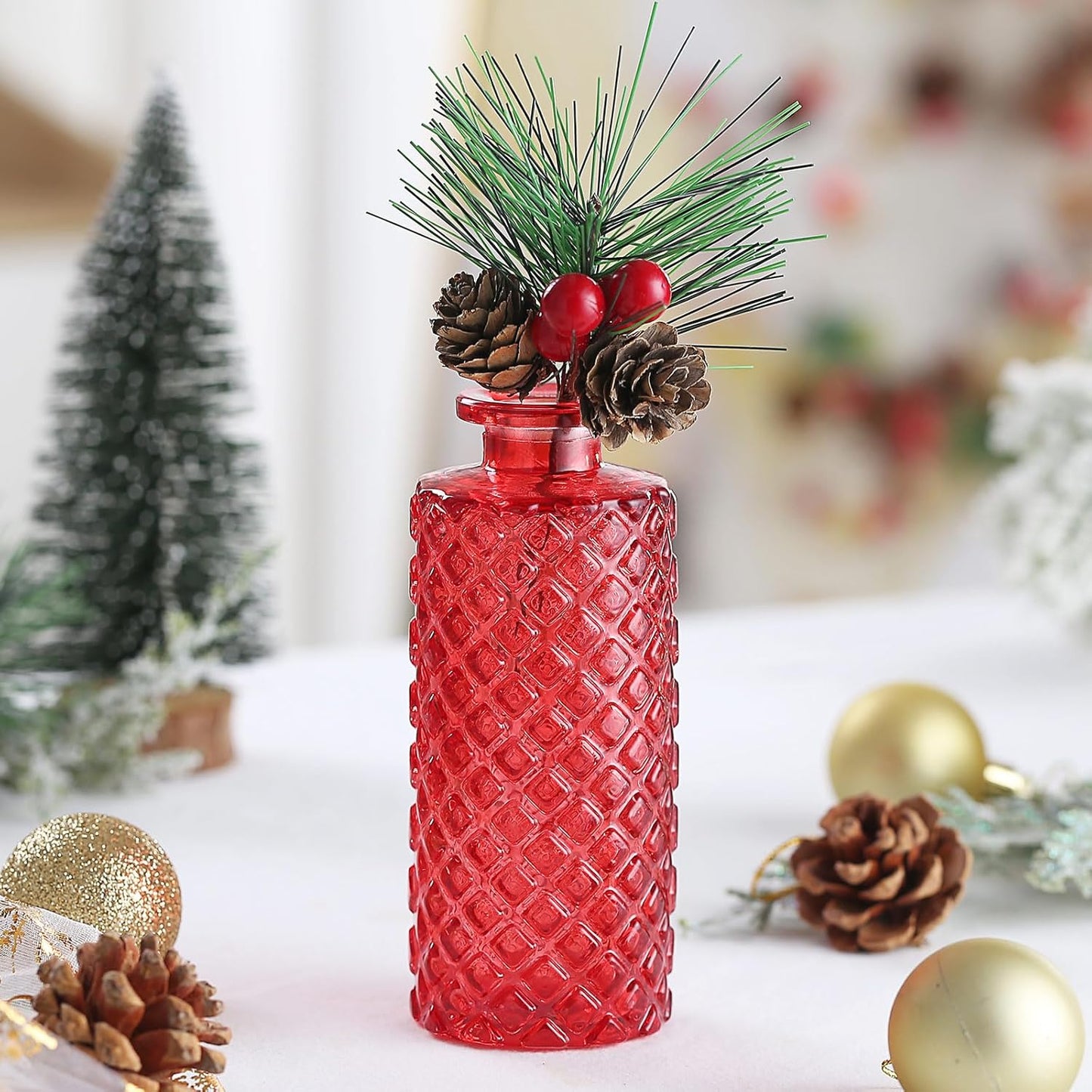 Bud Vases 15 Pcs for Centerpieces Wedding,Flower Vases in Bulk for Rustic Home Decor,Small Vases for Wedding,Mother's Day,Graduation,Christmas,Birthday Party,Valentine's Day(Wine)