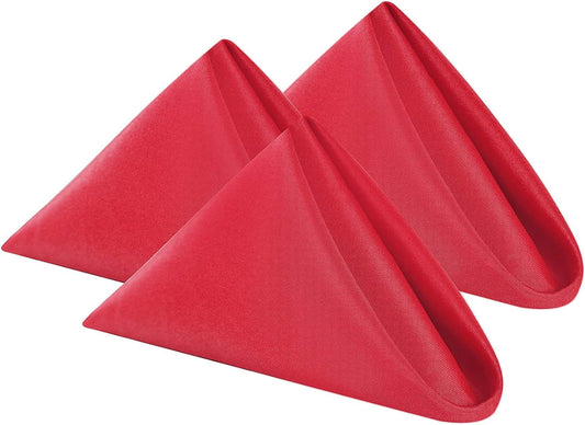 Cloth Napkins 17x17 inch Washable Polyester Dinner Napkins Soft Table Napkins for Wedding Party Dining Banquet(Red,25PCS)