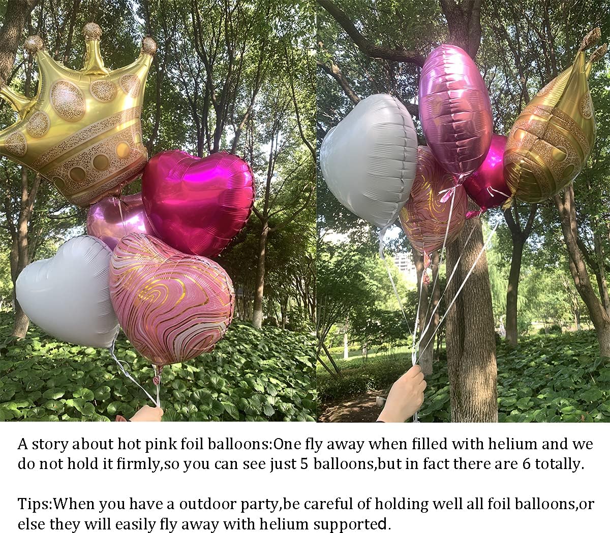 Pink Balloons Birthday Decorations，Gold Crown Princess Foil Balloons Set for Girls Women Party Decorations Baby Shower