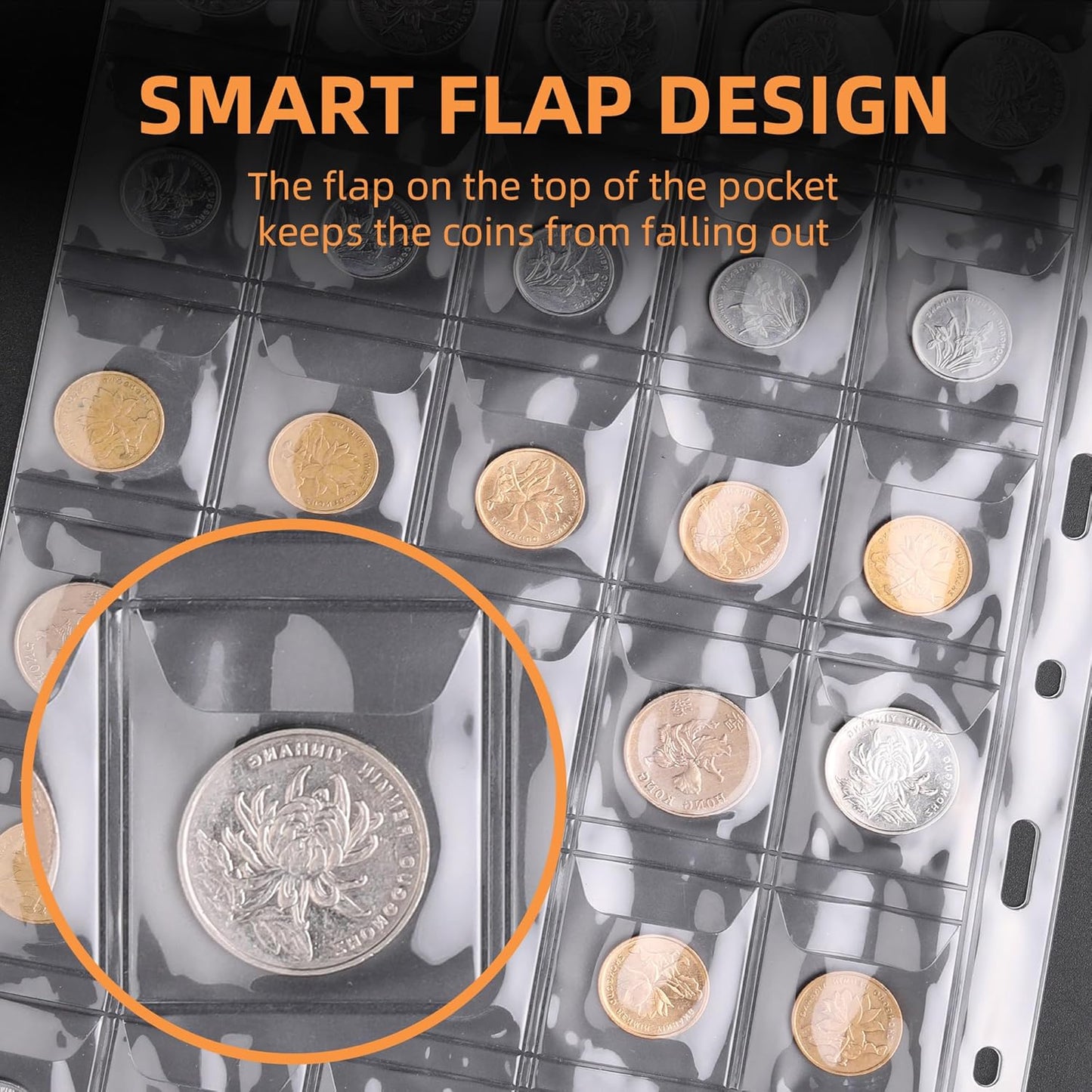 Coin Collection Book Holder for Collectors, 300 Pockets Fireproof Coins Collecting Album & 36 Sleeves Money Storage Case for Coin Currency Collection Supplies, Bill, Pennies, Quarters, Stamp,Green