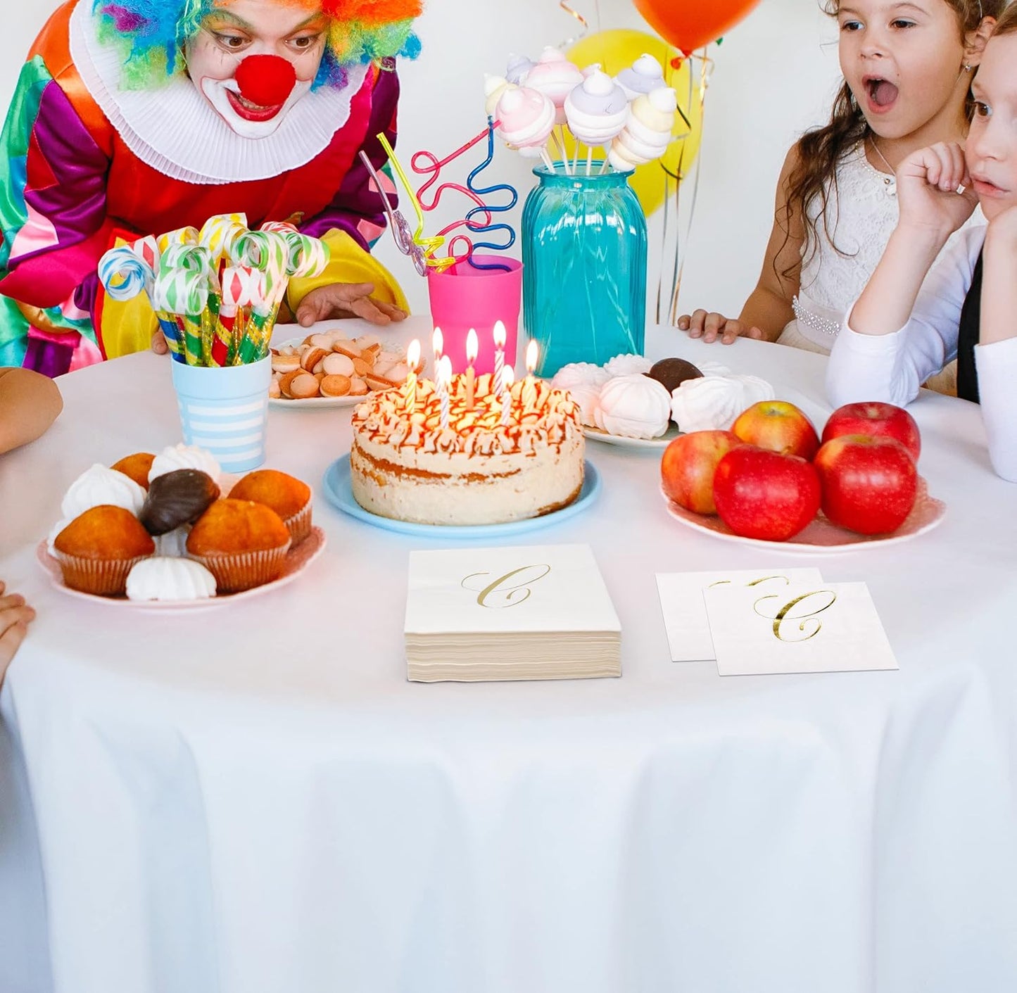 Gift Boutique 100 Gold Monogram Cocktail Napkins Letter C Disposable Paper Pack Elegant Metallic Golden Foil Beverage Napkin for Wedding Holiday Tea Party Bridal & Baby Shower Decorative Napkin