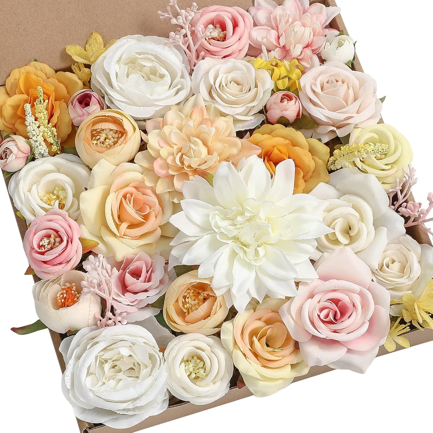 Serra Flora Artificial Wedding Flowers Bouquets Centerpieces Faux Flowers Combo for Fake Flowers with Leaves DIY Floral Arrangements Bridal Baby Shower Home Decor