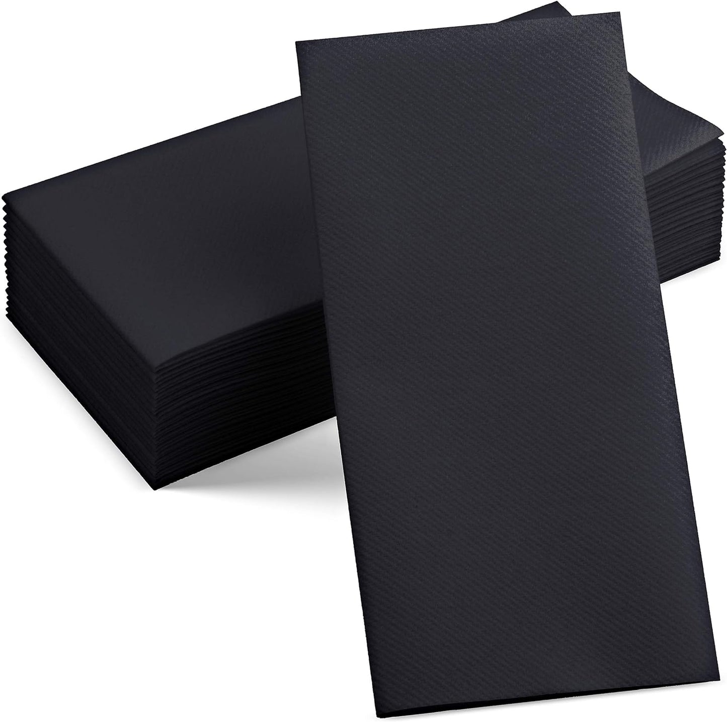 50-Pack Disposable Linen-Feel Black Napkins, 12" x 17" Cloth-Like Paper Dinner Napkins For Wedding, Bathroom, Party Or Event,