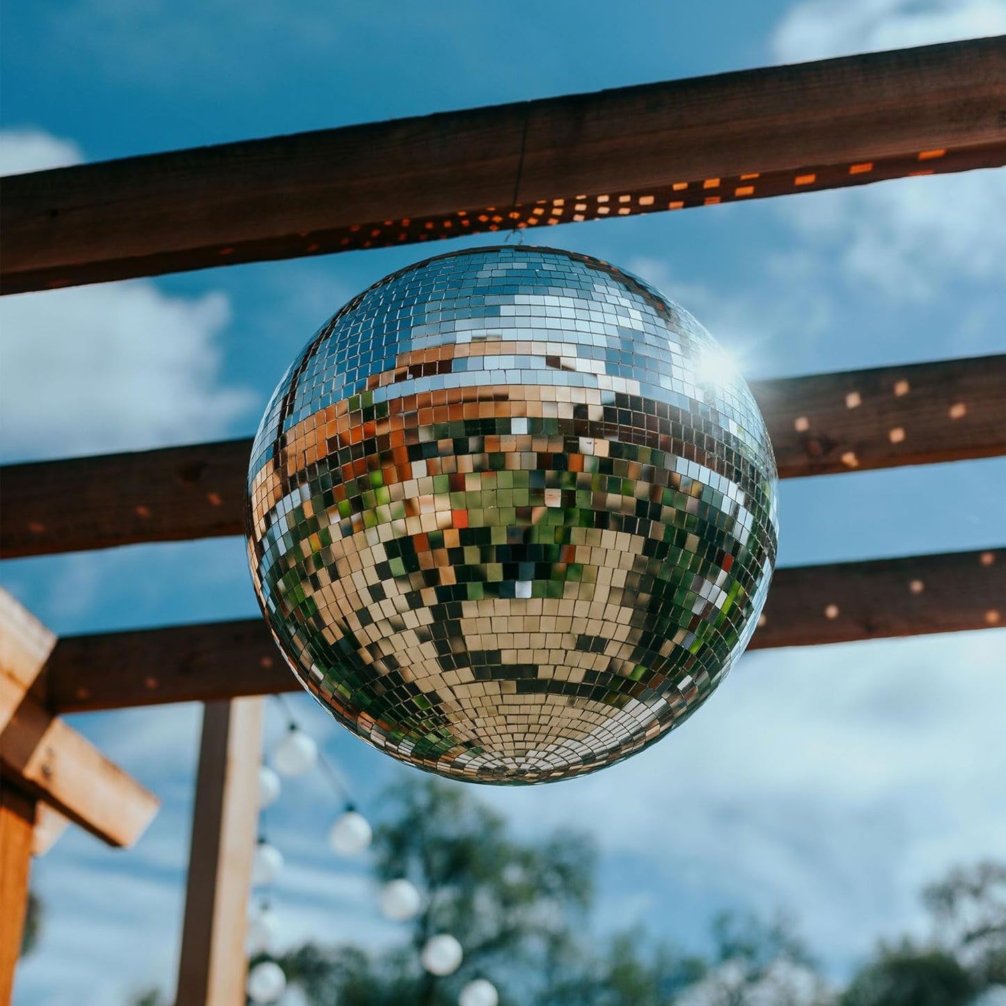 Yescom 16" Large Disco Ball Mirror Big Hanging Glass Decoration for 70s 80s Party Events Wedding DJ Dance Club Bar Stage Lighting Business Holiday Home Decor Silver