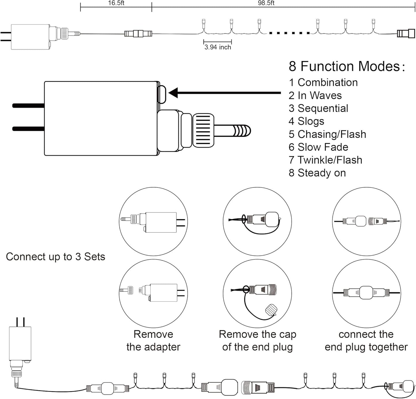 300 LED Halloween Lights, 98.5FT Halloween String Lights with 8 Lighting Modes, Waterproof & Connectable Mini Light, Plug in for Indoor Outdoor Holiday Christmas Party Bedroom Decorations (Orange)