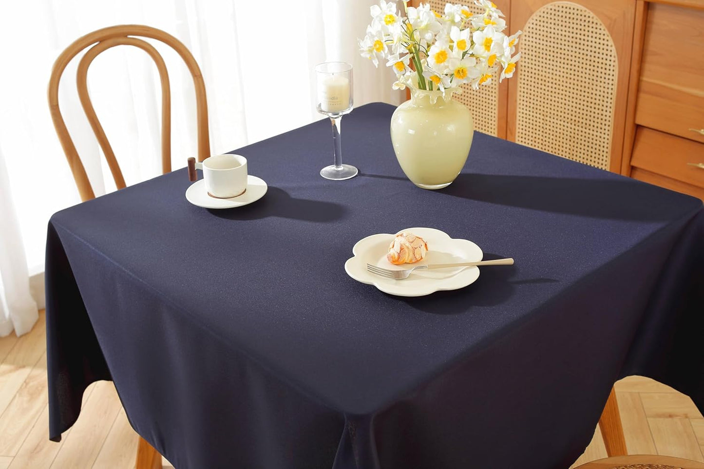 Craft And Party Square Tablecloth, 54 x 54 Inch Navy Blue Tablecloth, Polyester Fabric Washable Table Cloth for Home, Party, Wedding or Restaurant Use.