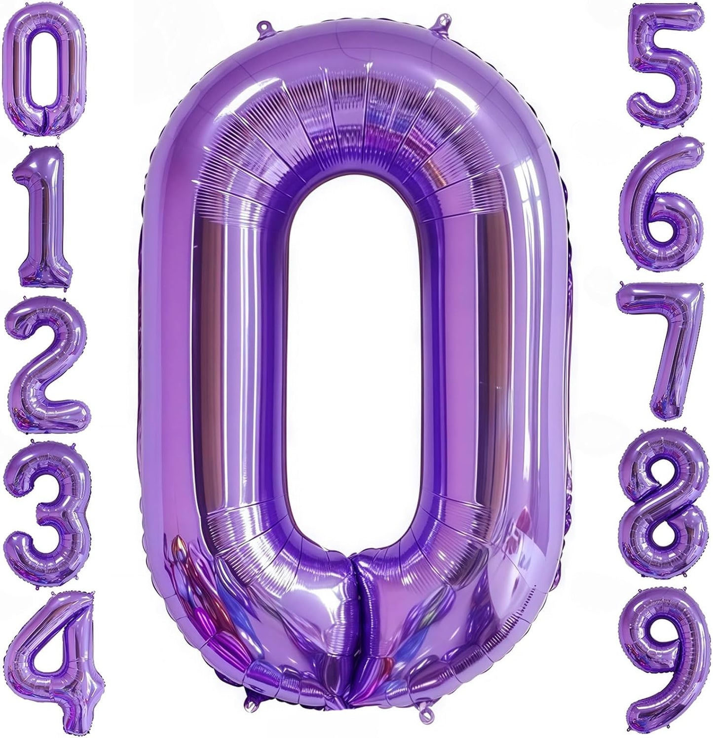 Purple 0 Balloon Number,40 Inch Number 0 Balloon Big Purple 0 Foil Mylar Helium Balloon for Birthday Party Decorations