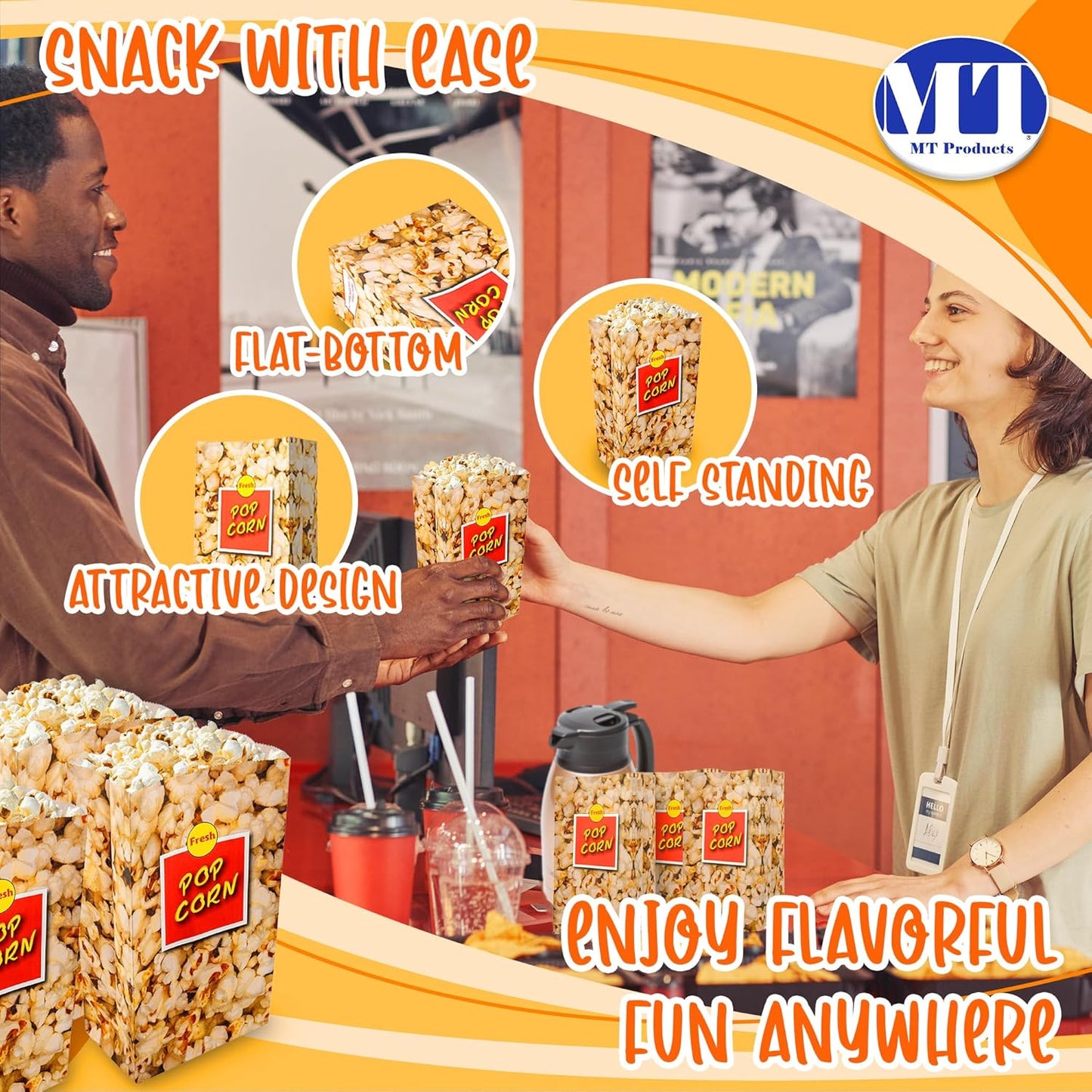 MT Products Small Popcorn Bags 1.5 oz. - Popcorn Holders for Party - Pack of 50