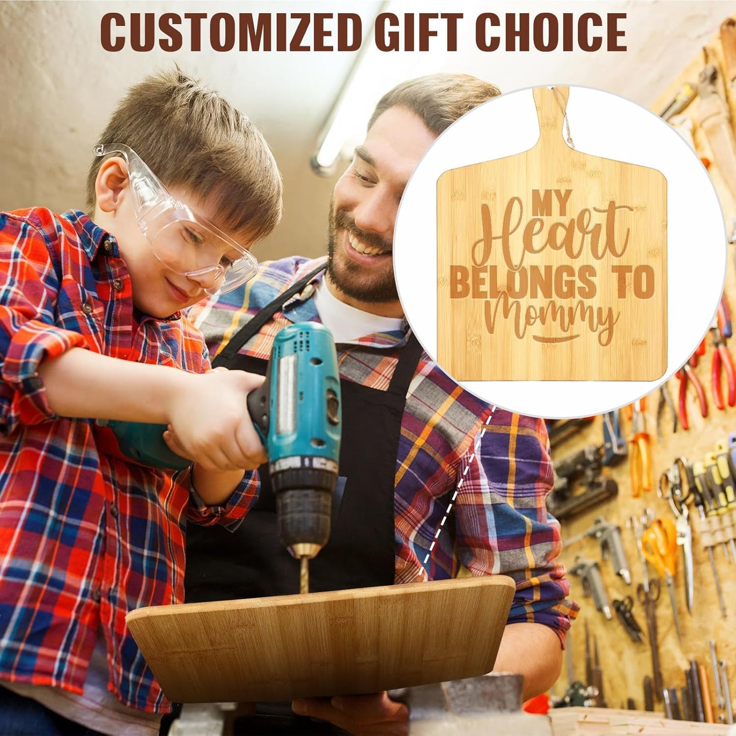 Patelai 12 Packs Wooden Cutting Board Set with Handles Large Kitchen Serving Plain Chopping Board Bulk Gifts for Mom for Vegetables Meat Pizza Cheese Fruit Bread(Bamboo,17 x 13 Inch)